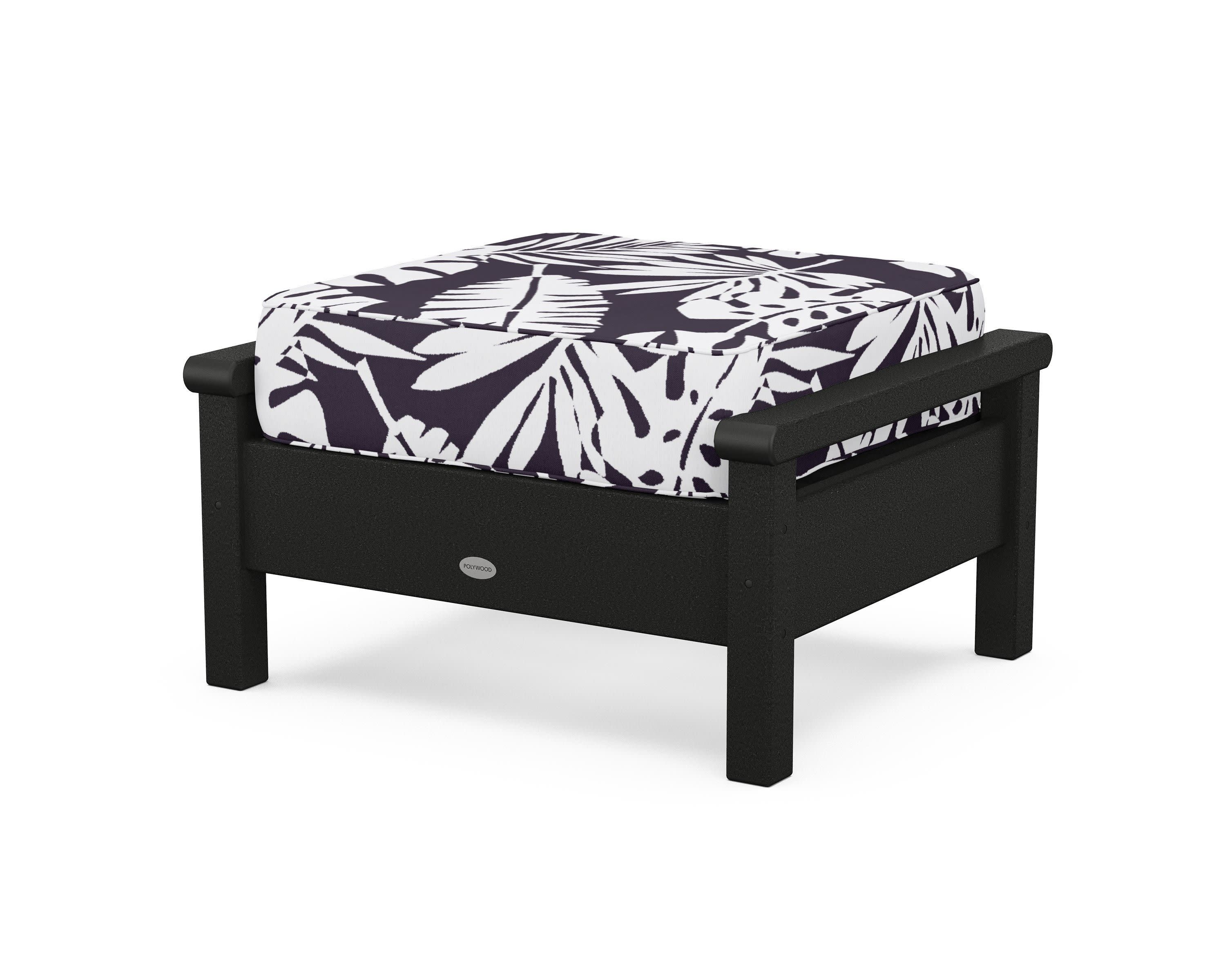 Harbour Deep Seating Ottoman in Black / Leaf Navy