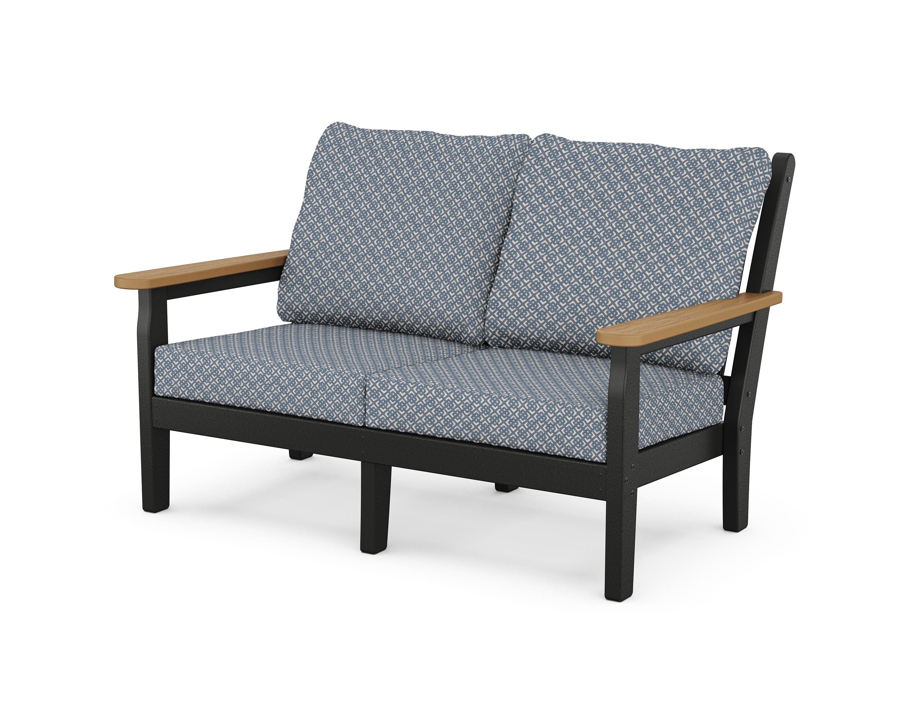 Chippendale Deep Seating Loveseat in Black / Natural / Hopscotch