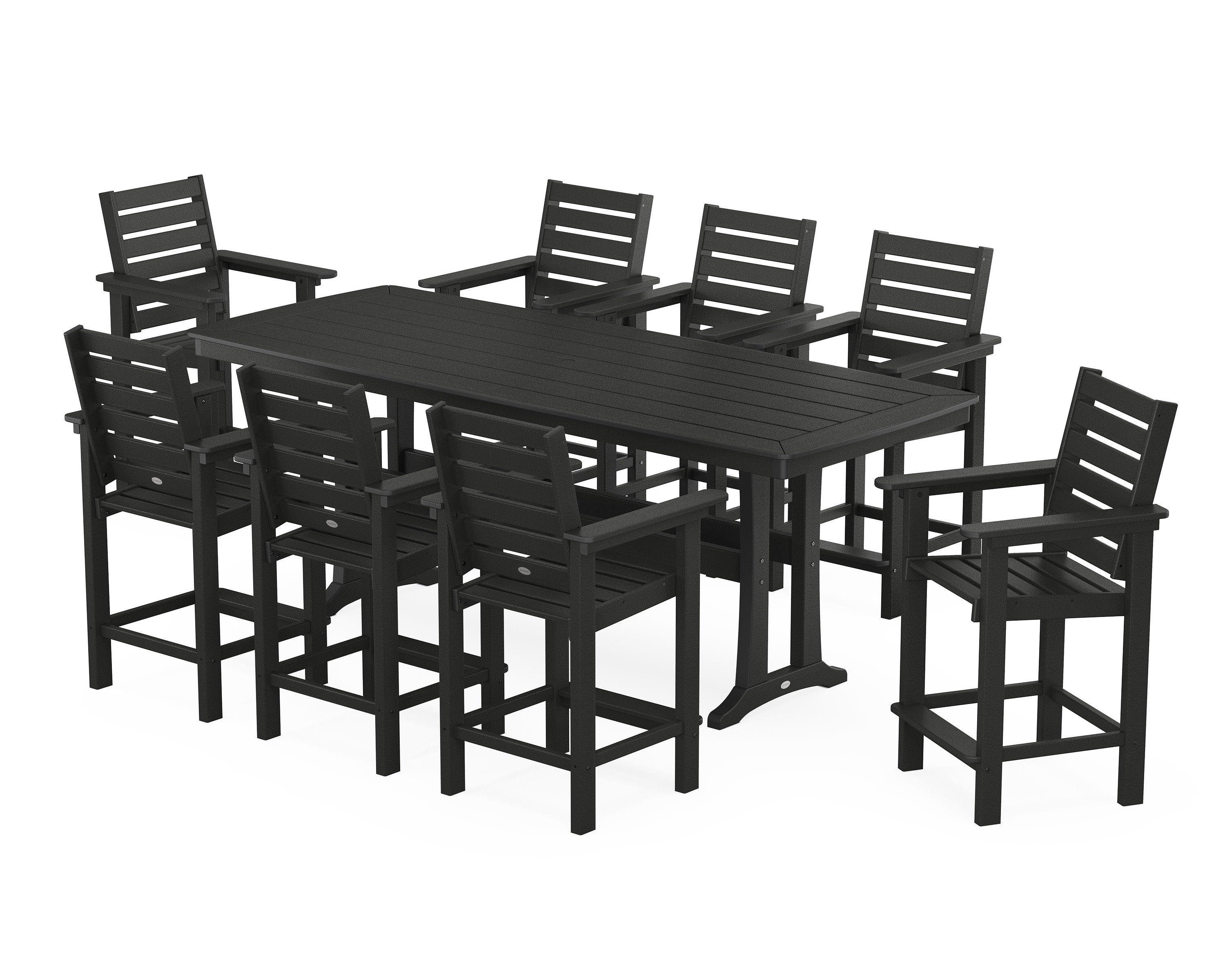 Captain 9-Piece Counter Set with Trestle Legs in Black