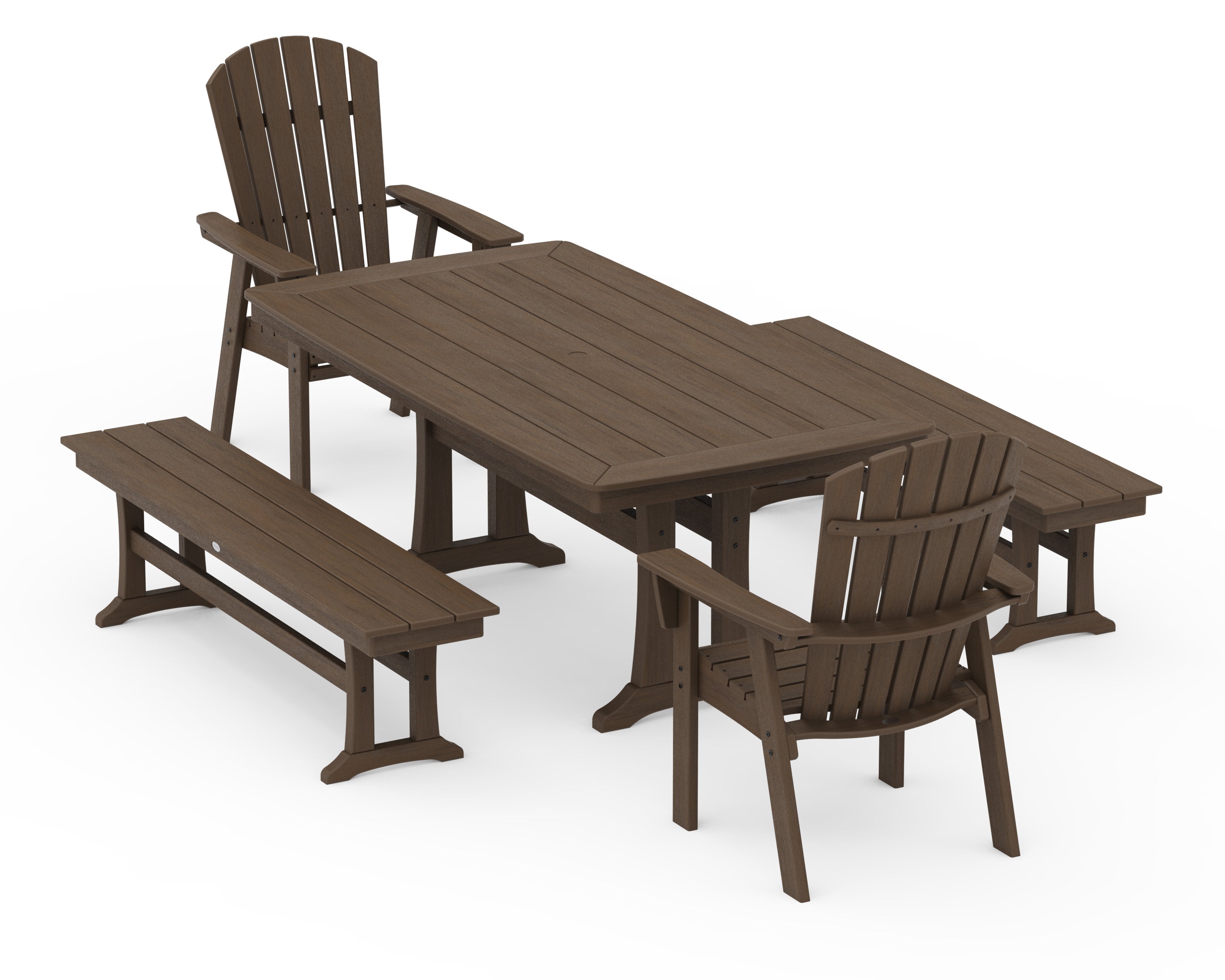 Nautical Adirondack 5-Piece Dining Set with Trestle Legs in Kona