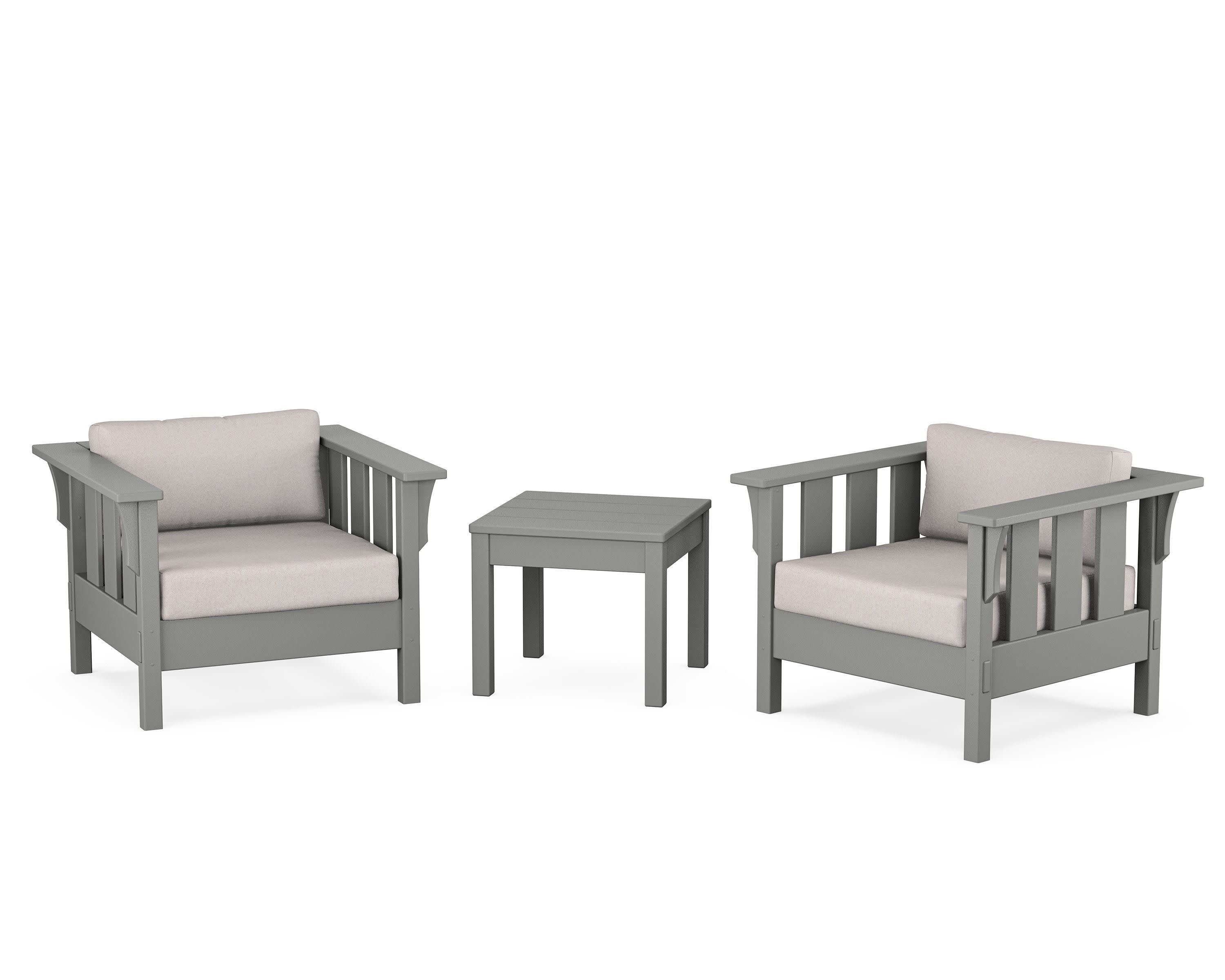 Acadia 3-Piece Deep Seating Set in Slate Grey / Dune Burlap
