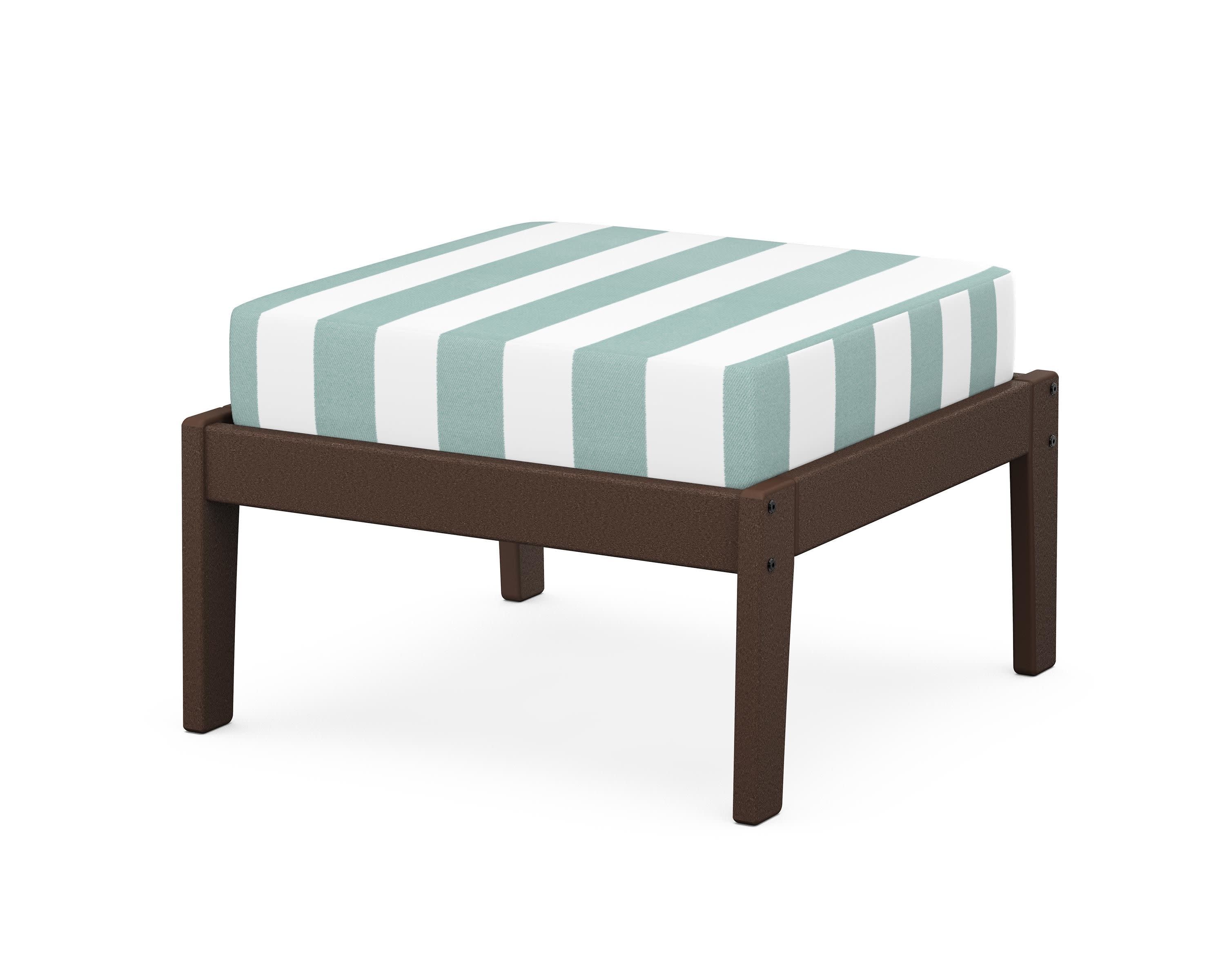 Deep Seating Ottoman in Mahogany / Cabana Stripe Glacier Spa