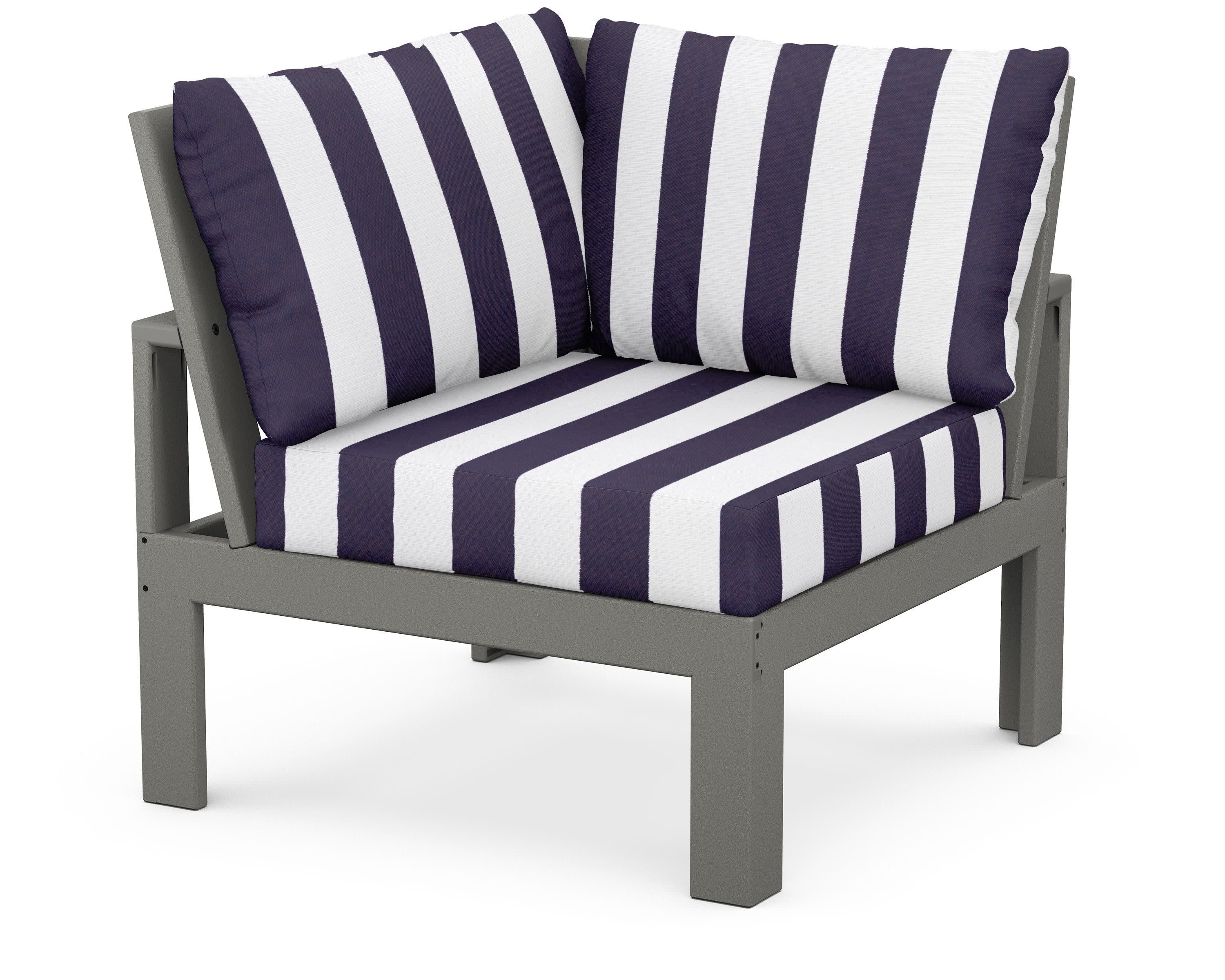 Modular Corner Chair in Slate Grey / Cabana Stripe Navy