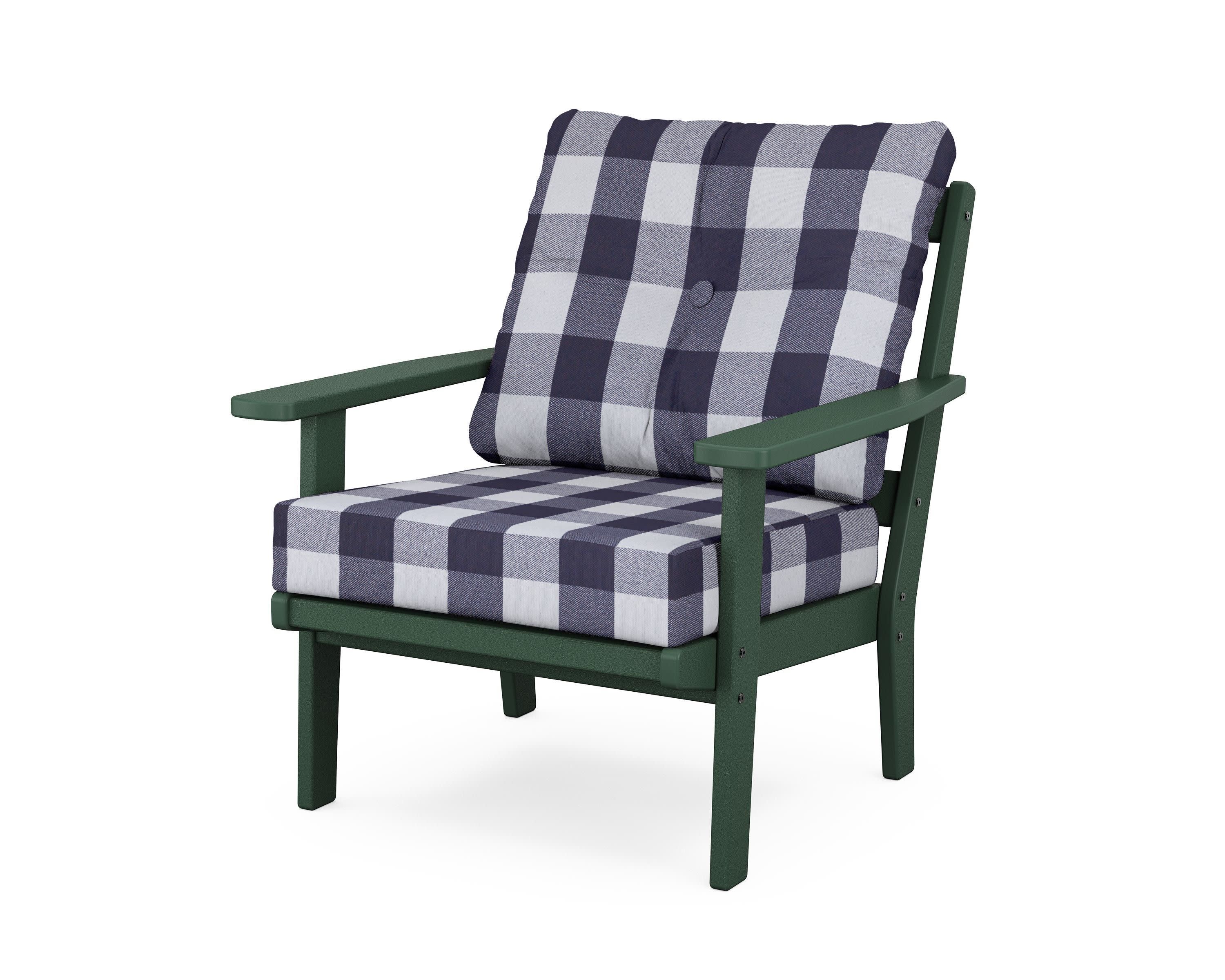 Prairie Deep Seating Chair in Green / Buffalo Plaid Navy