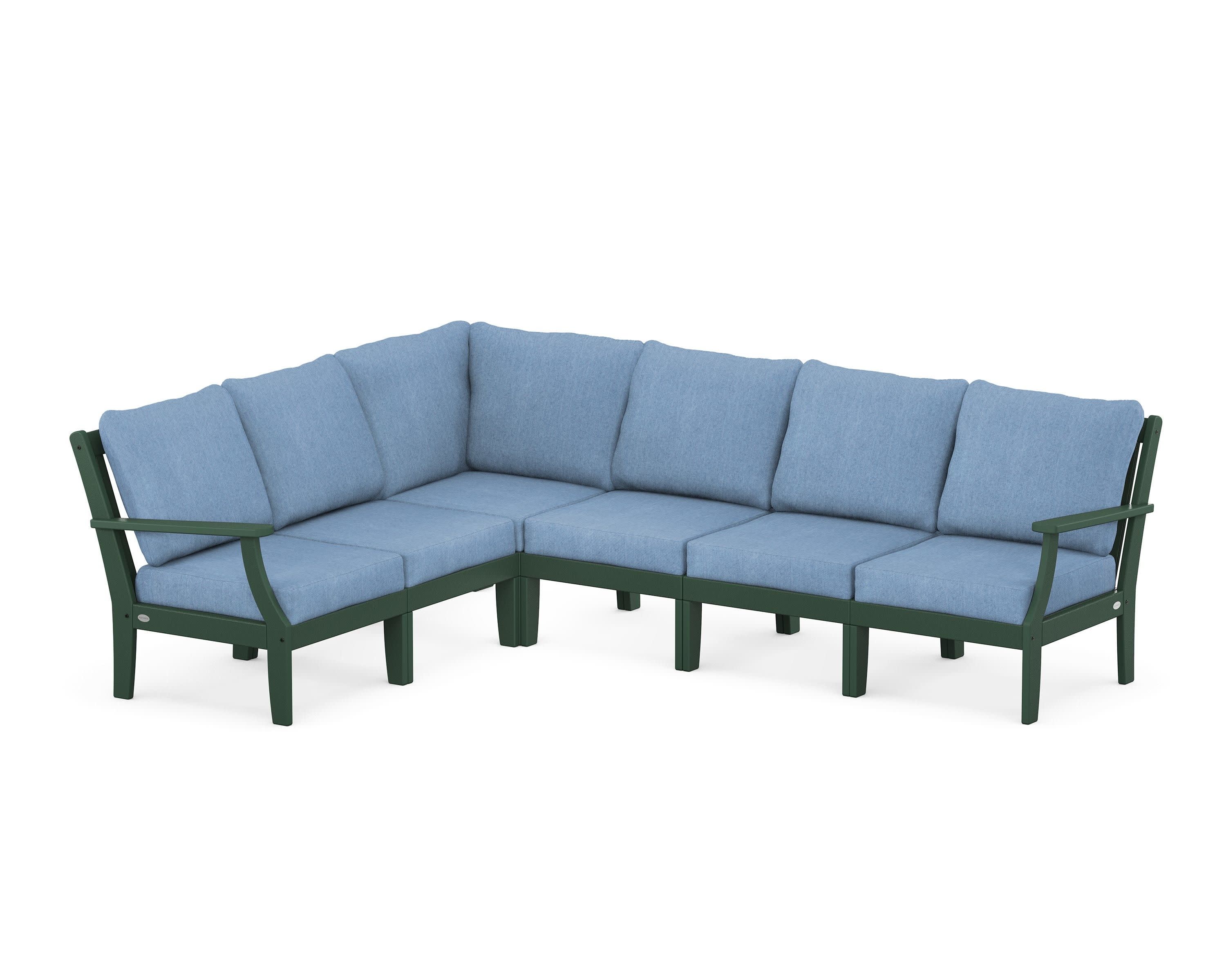 Braxton Modular 6-Piece Deep Seating Set in Green / Sky Blue