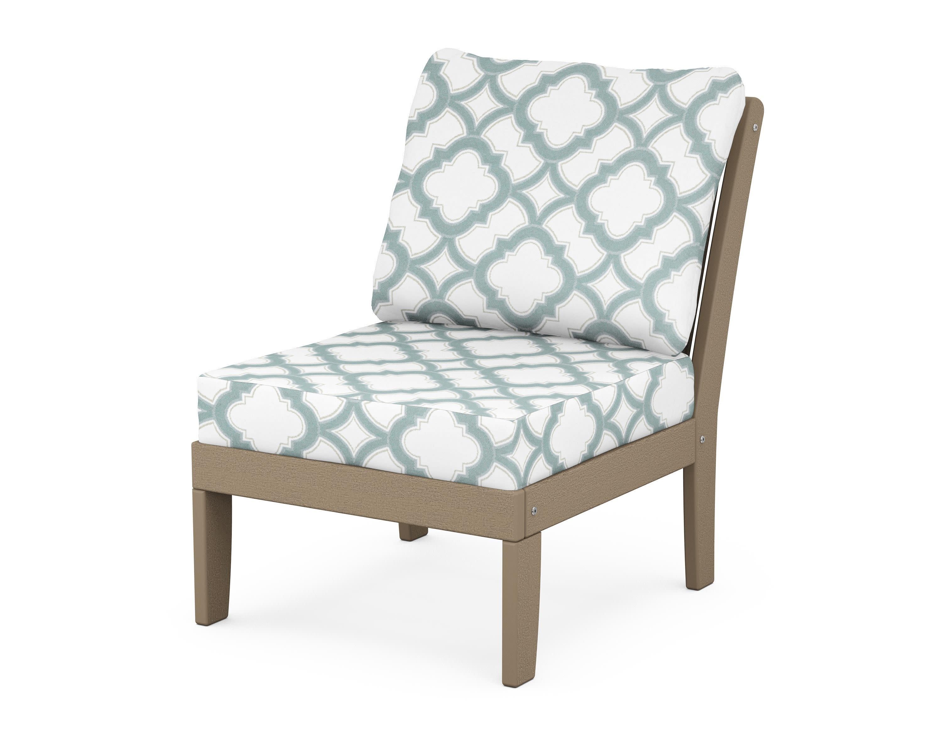 Braxton Modular Armless Chair in Vintage Sahara / Trellis Glacier Spa