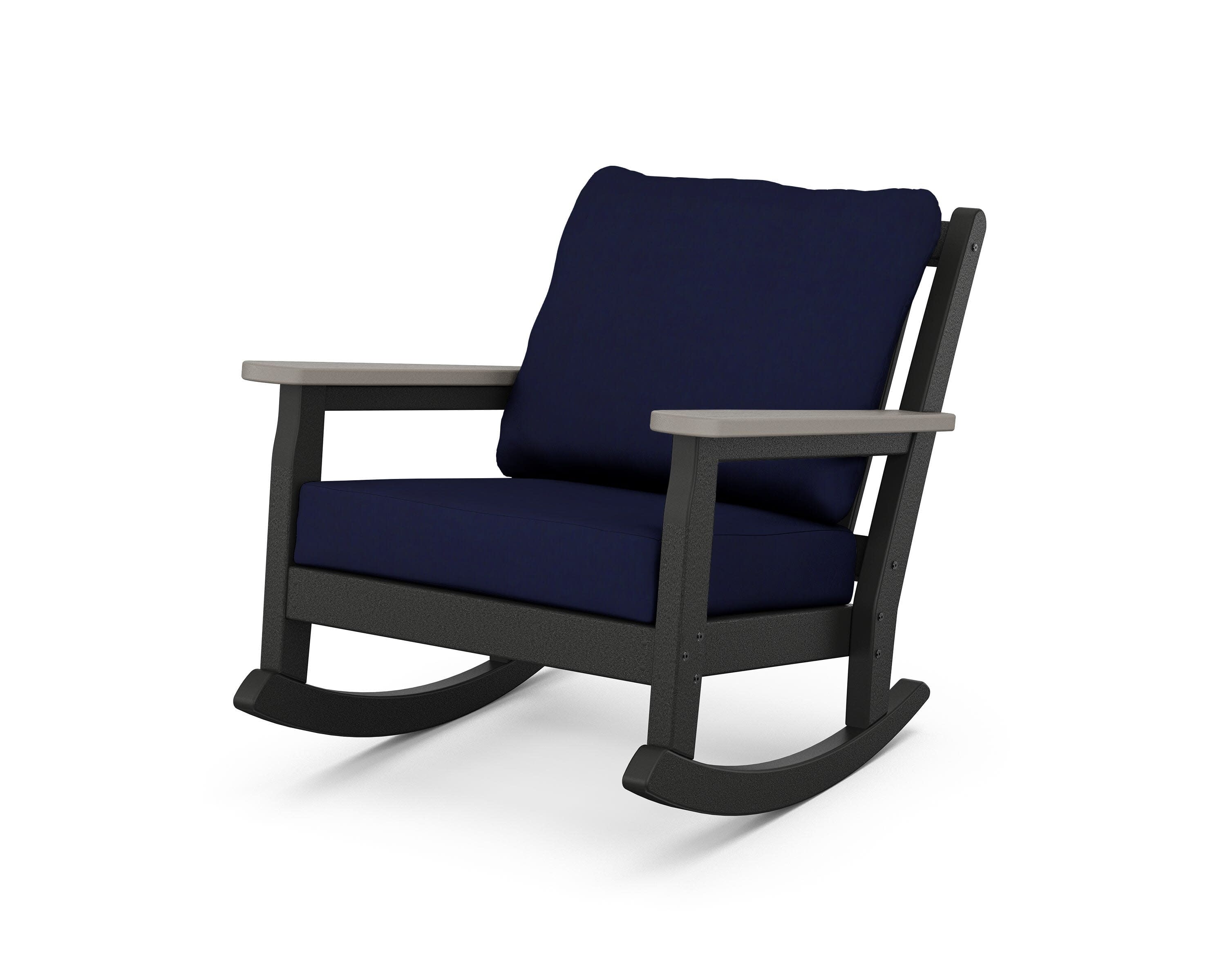 Chippendale Deep Seating Rocking Chair in Black / Driftwood / Navy