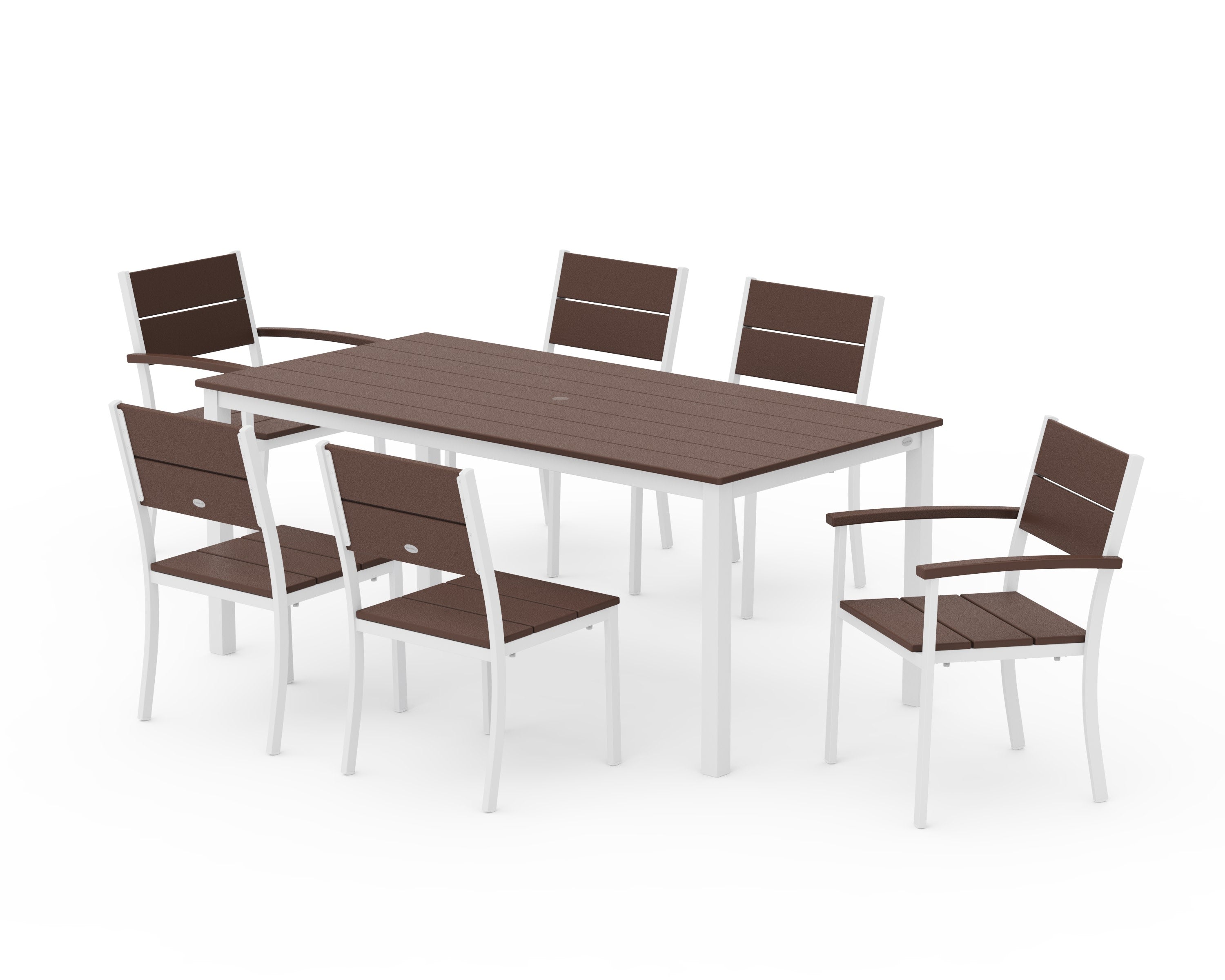 Main Street 7-Piece Dining Set in White / Mahogany