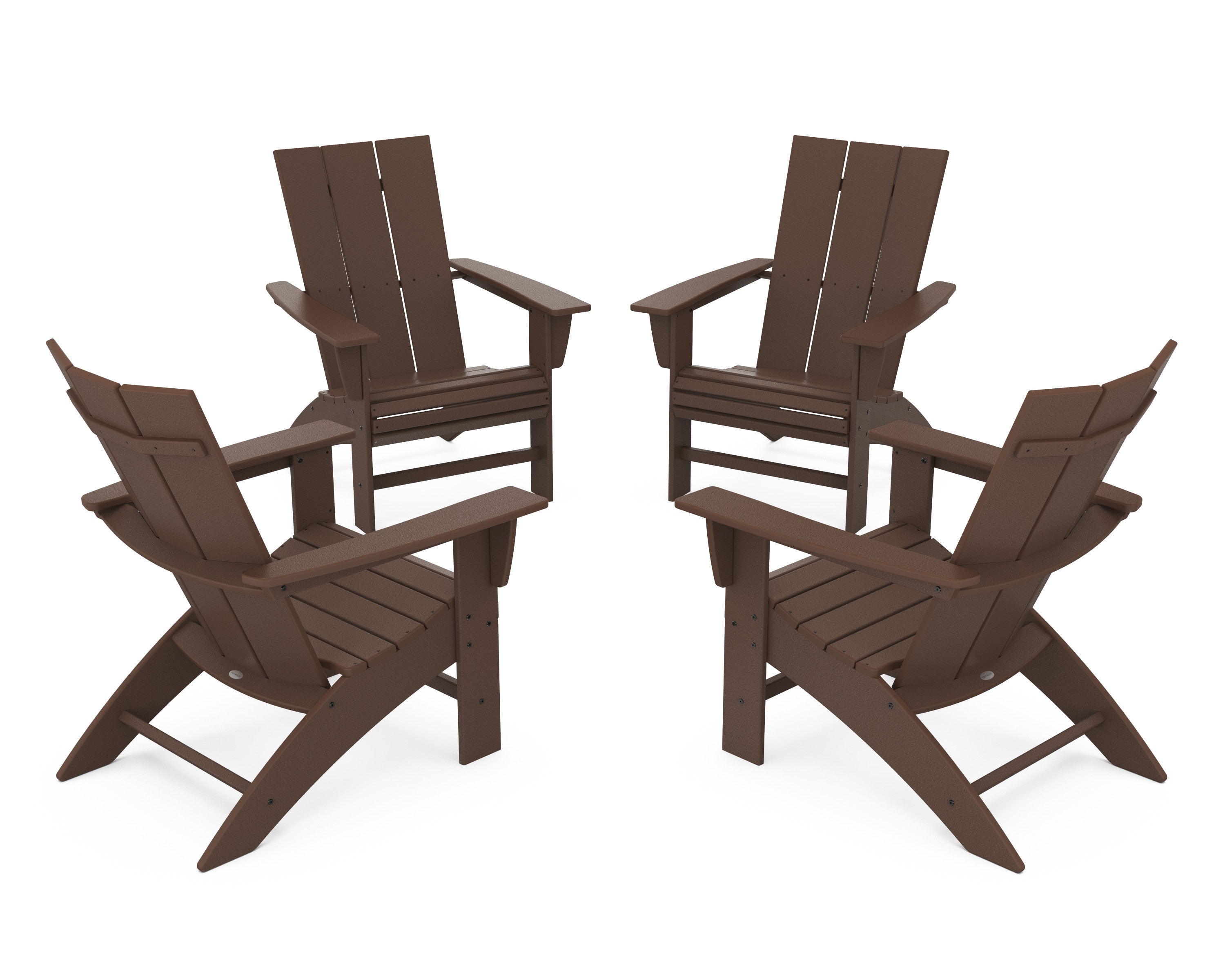 4-Piece Modern Curveback Adirondack Conversation Set in Mahogany