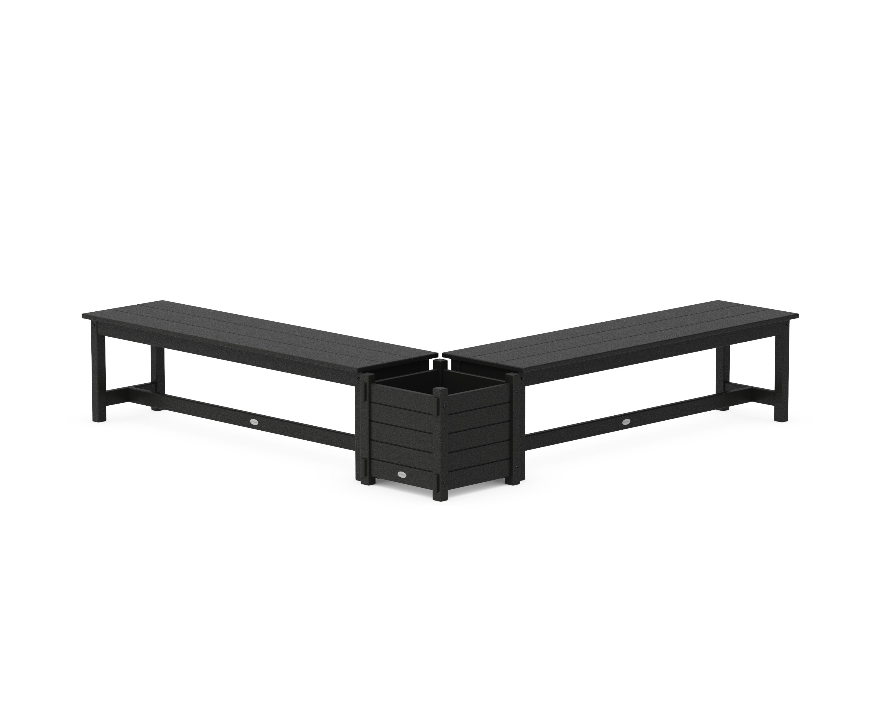 60" Nautical L- Shaped Planter Bench Set in Black