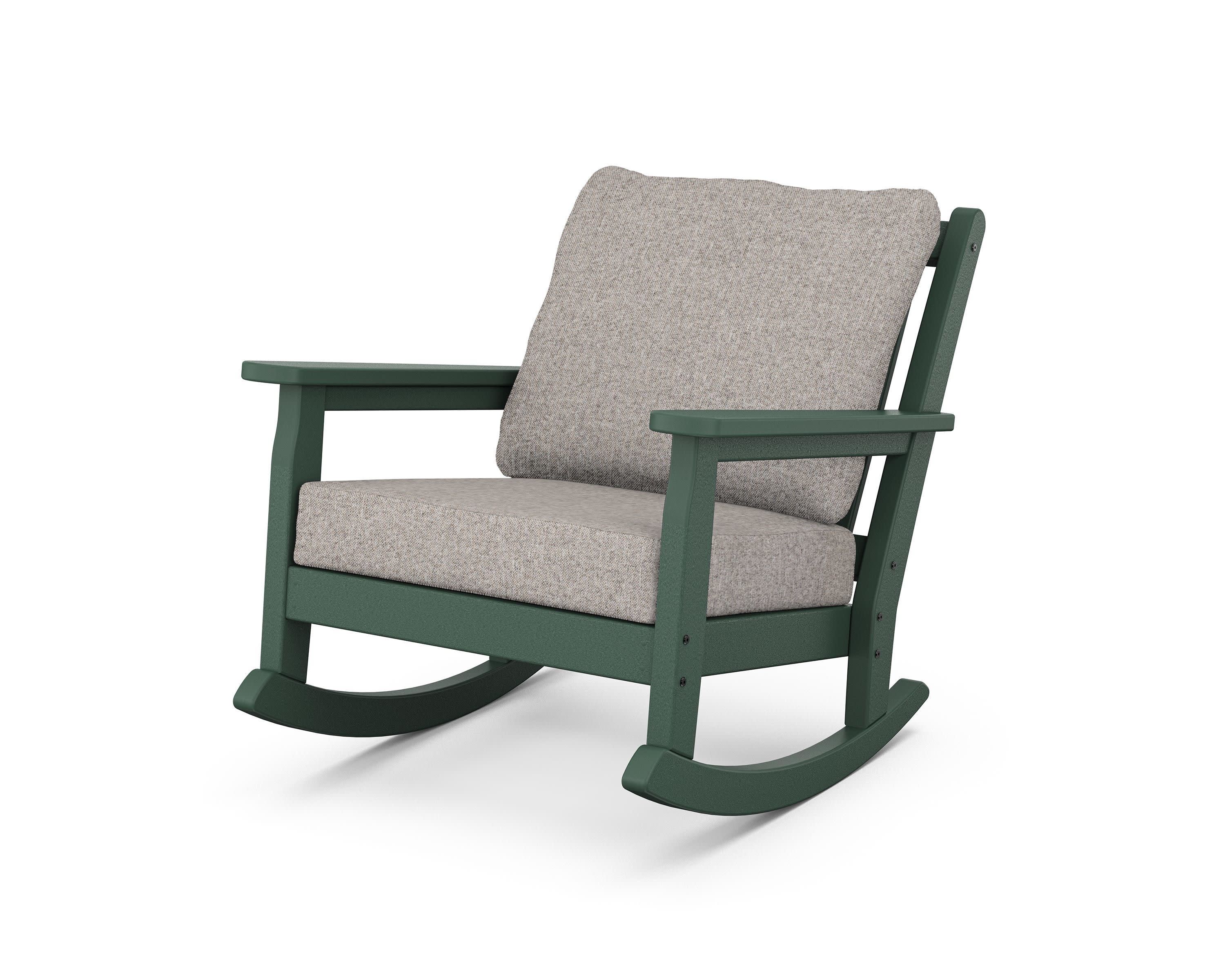 Chippendale Deep Seating Rocking Chair in Green / Weathered Tweed
