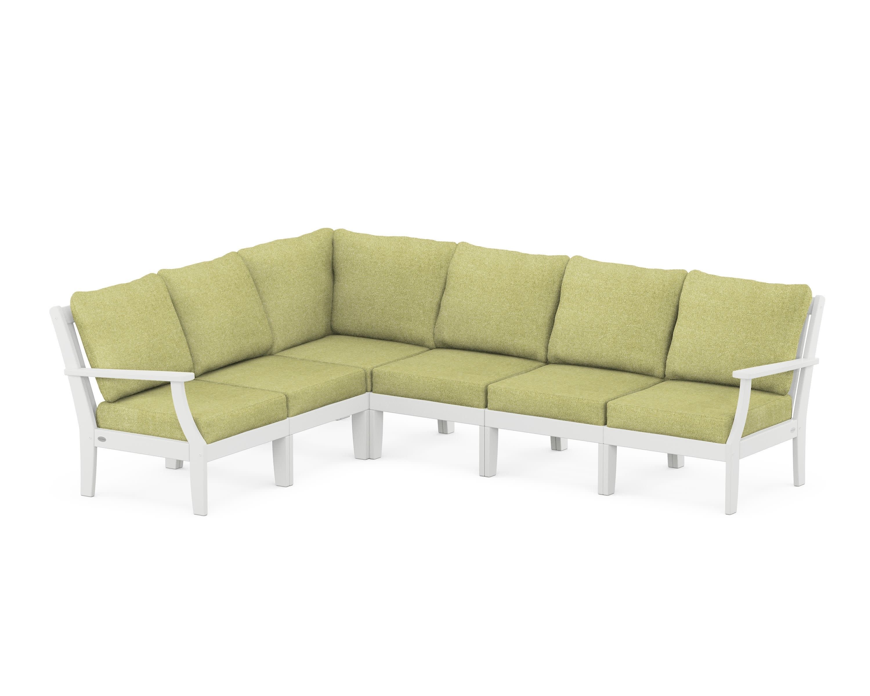 Braxton Modular 6-Piece Deep Seating Set in White / Chartreuse Boucle