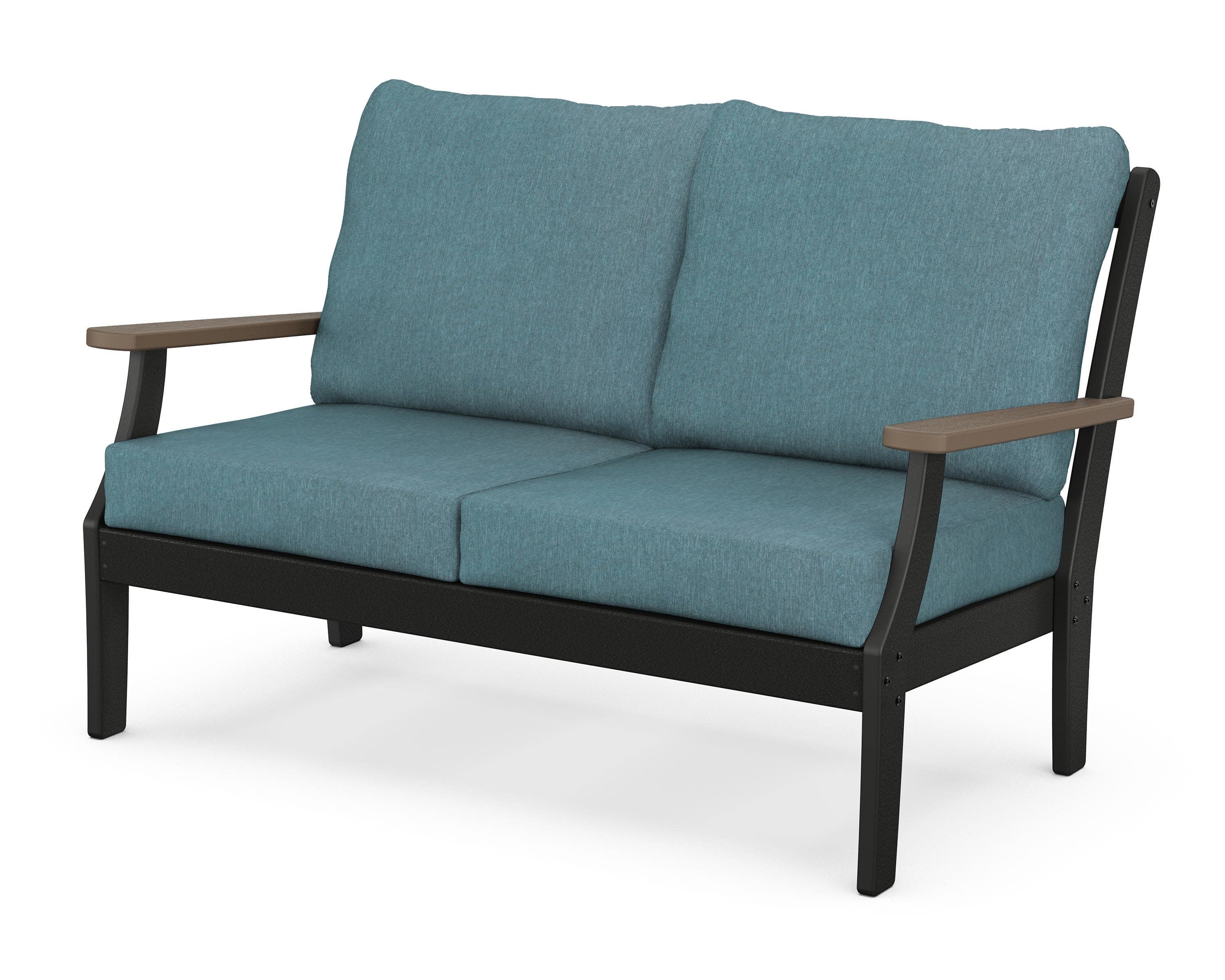 Braxton Deep Seating Loveseat in Black / Kona / Ocean Teal