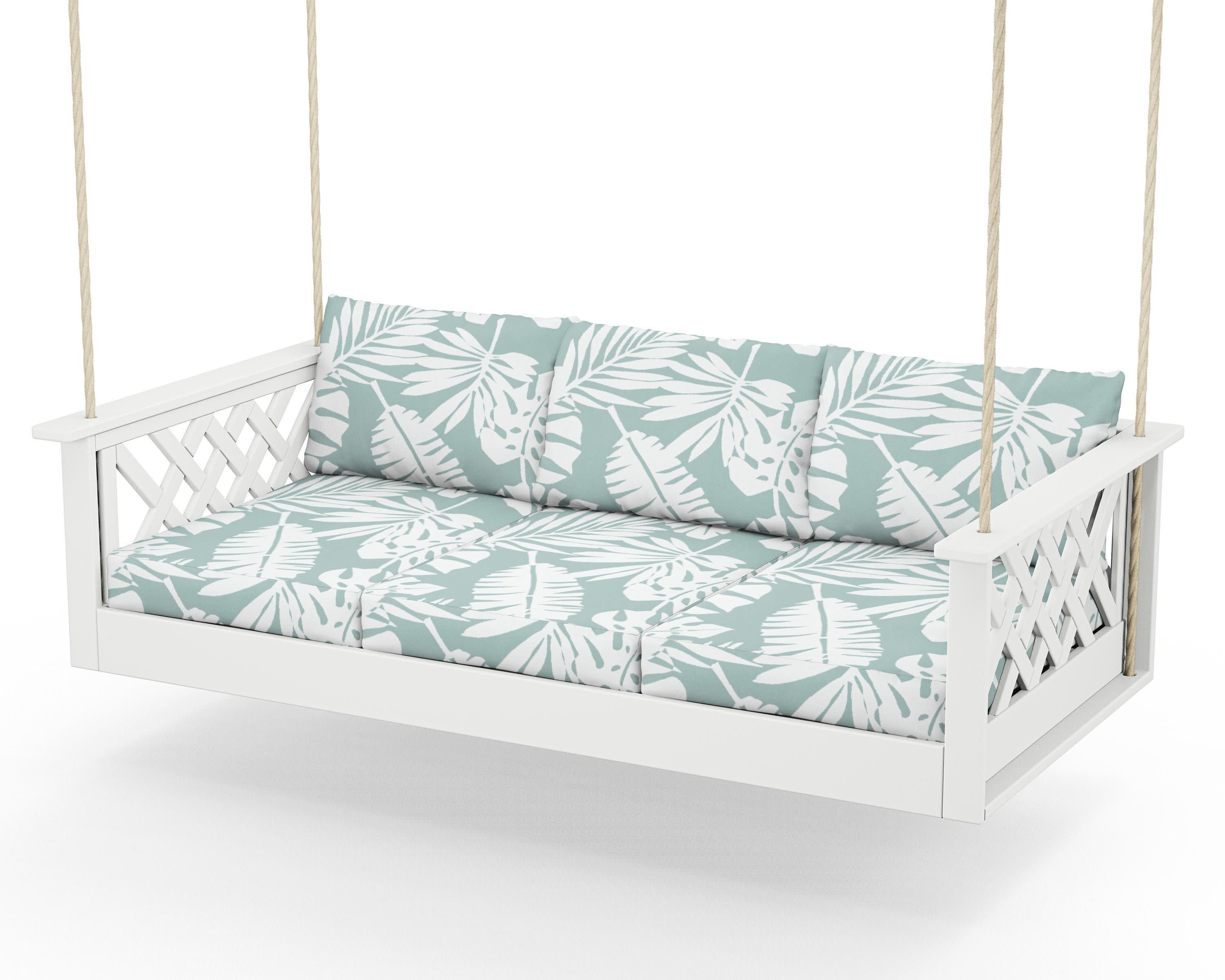 Wovendale Daybed Swing in White / Leaf Glacier Spa