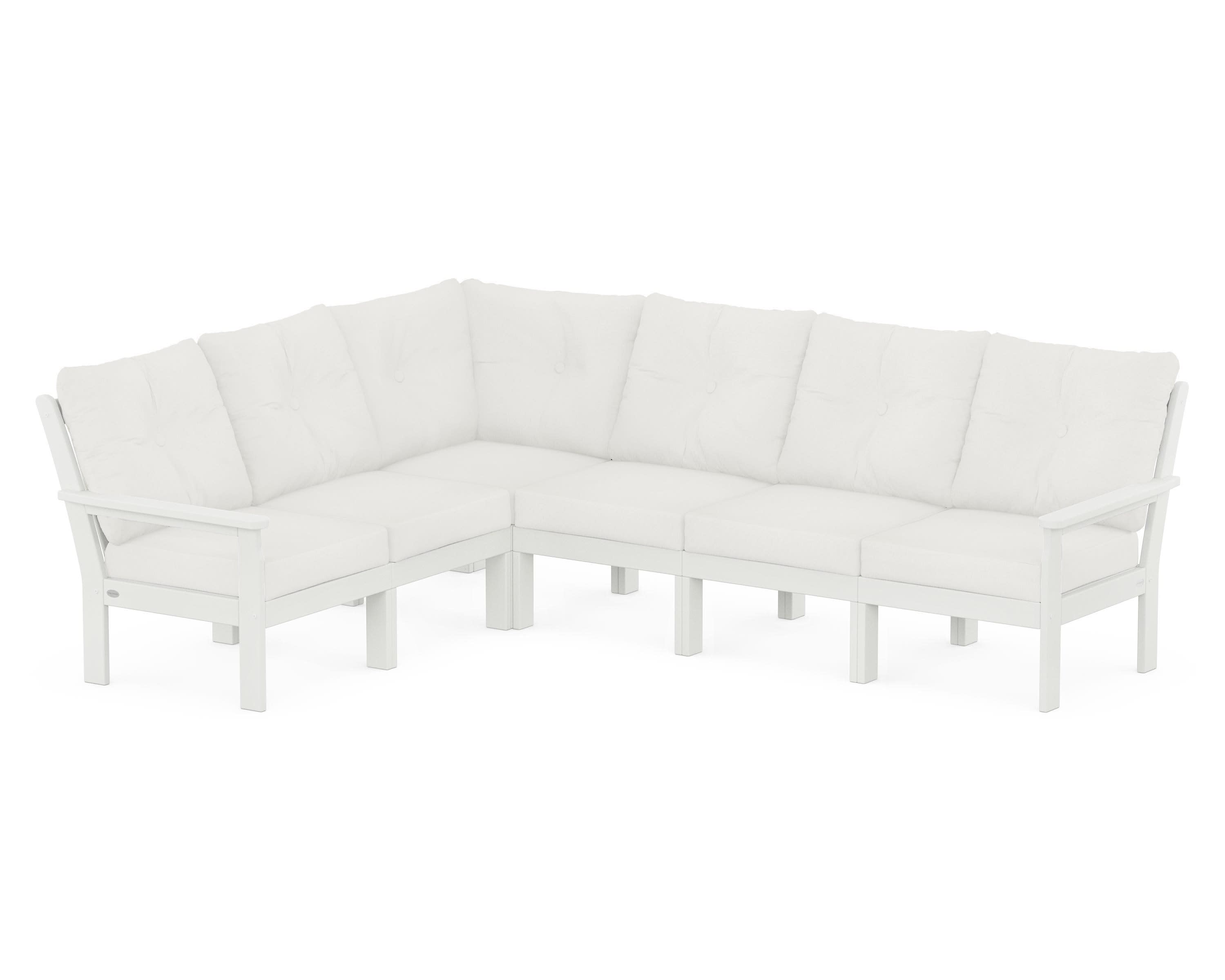 Vineyard 6-Piece Sectional in Vintage White / Natural Linen