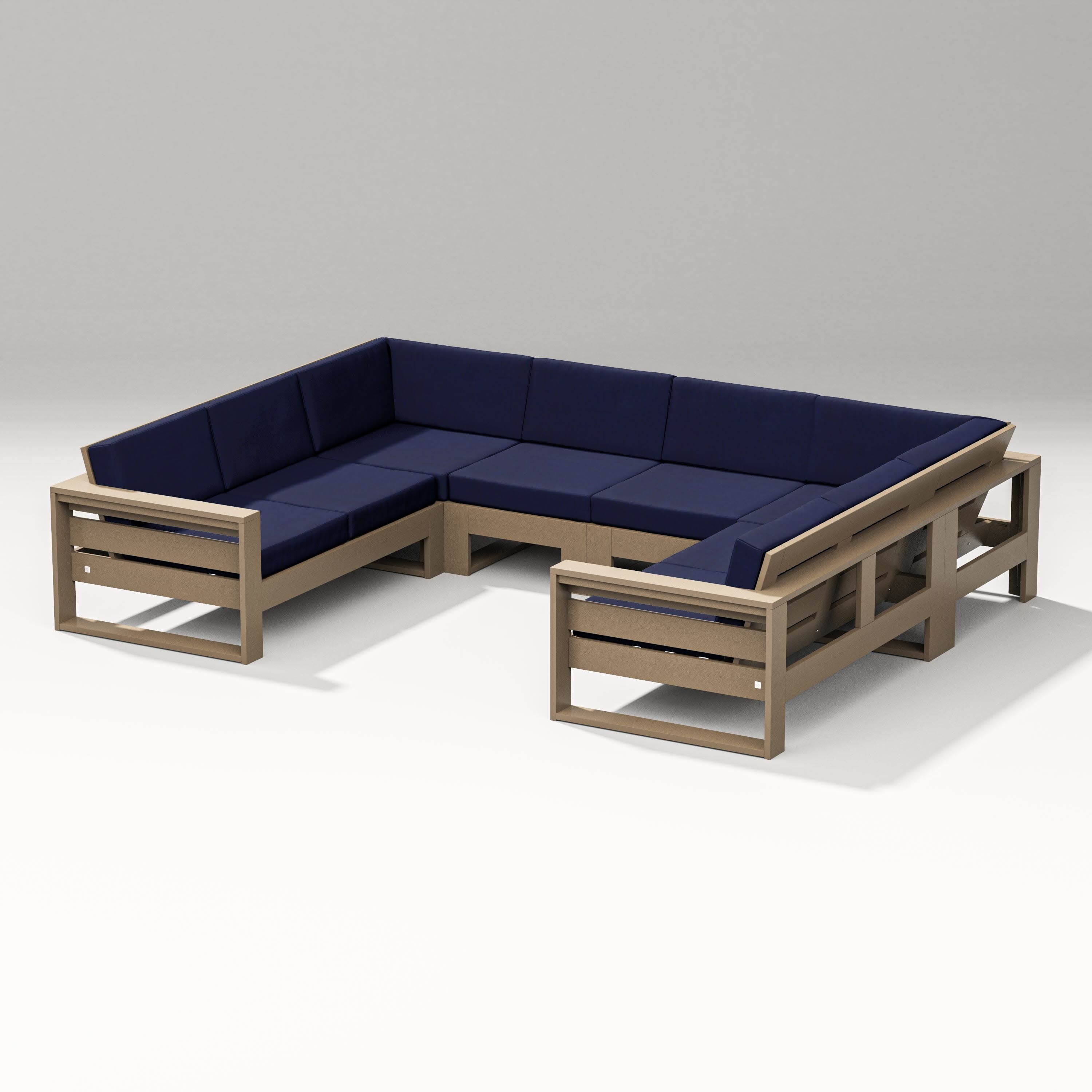 Latitude U-Shaped Sectional in Vintage Sahara / Navy