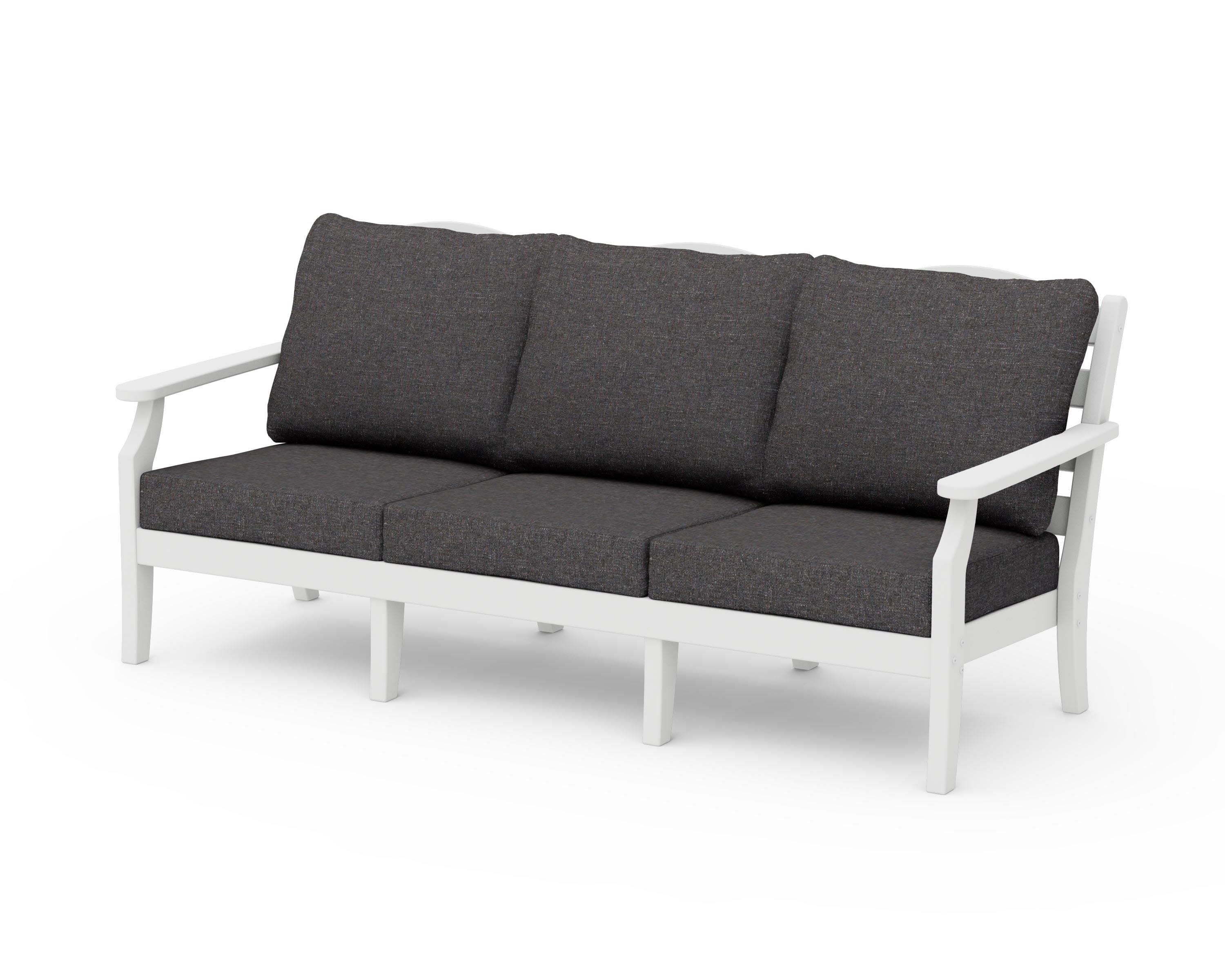 Savannah Deep Seating Sofa in White / Ash Charcoal