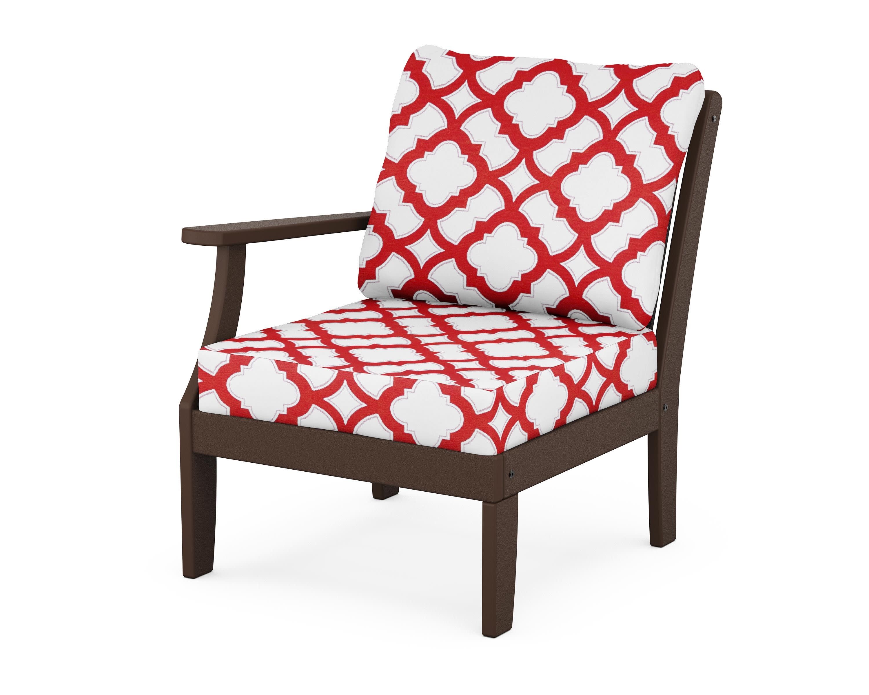 Braxton Modular Left Arm Chair in Mahogany / Trellis Crimson