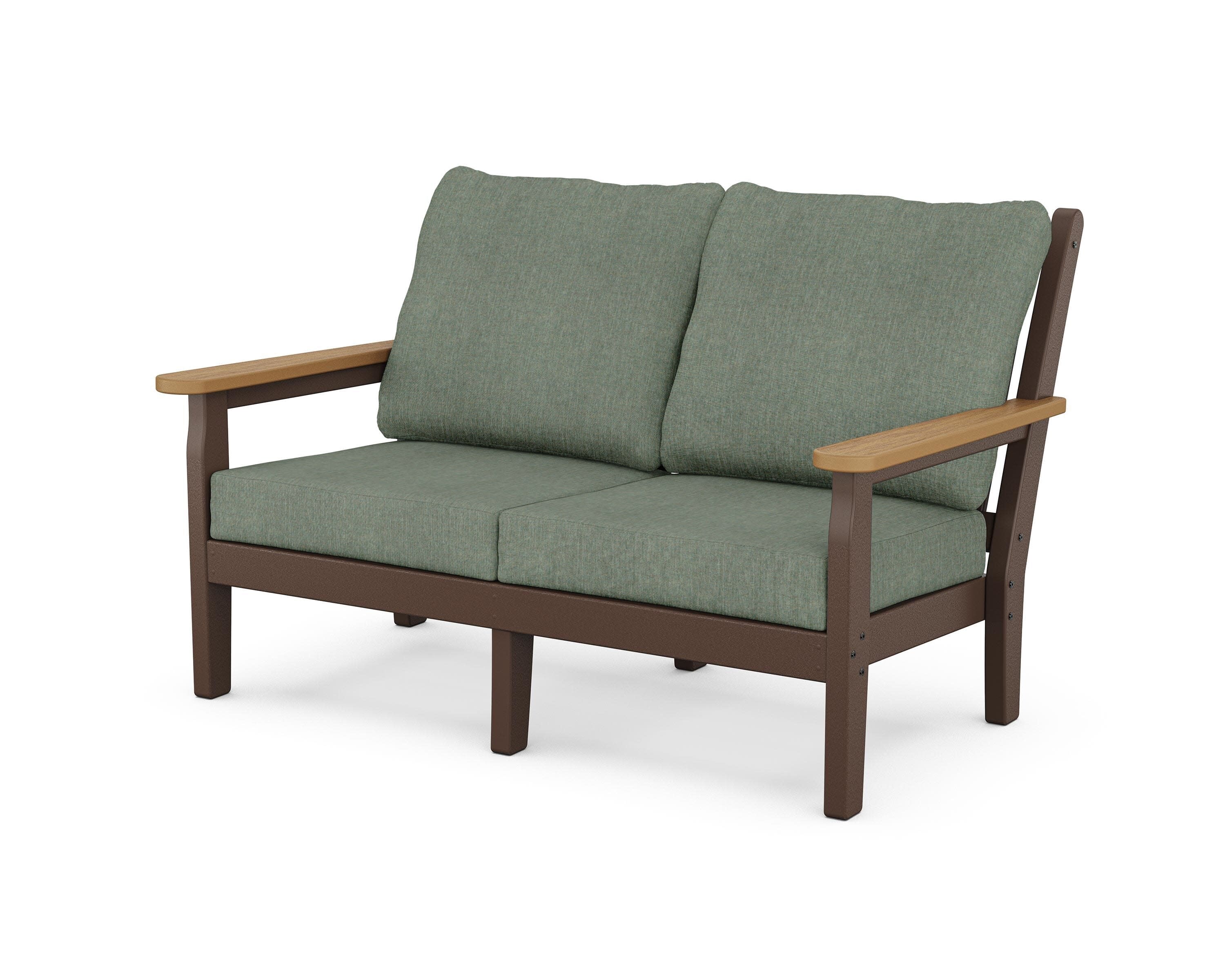Chippendale Deep Seating Loveseat in Mahogany / Natural / Cast Sage