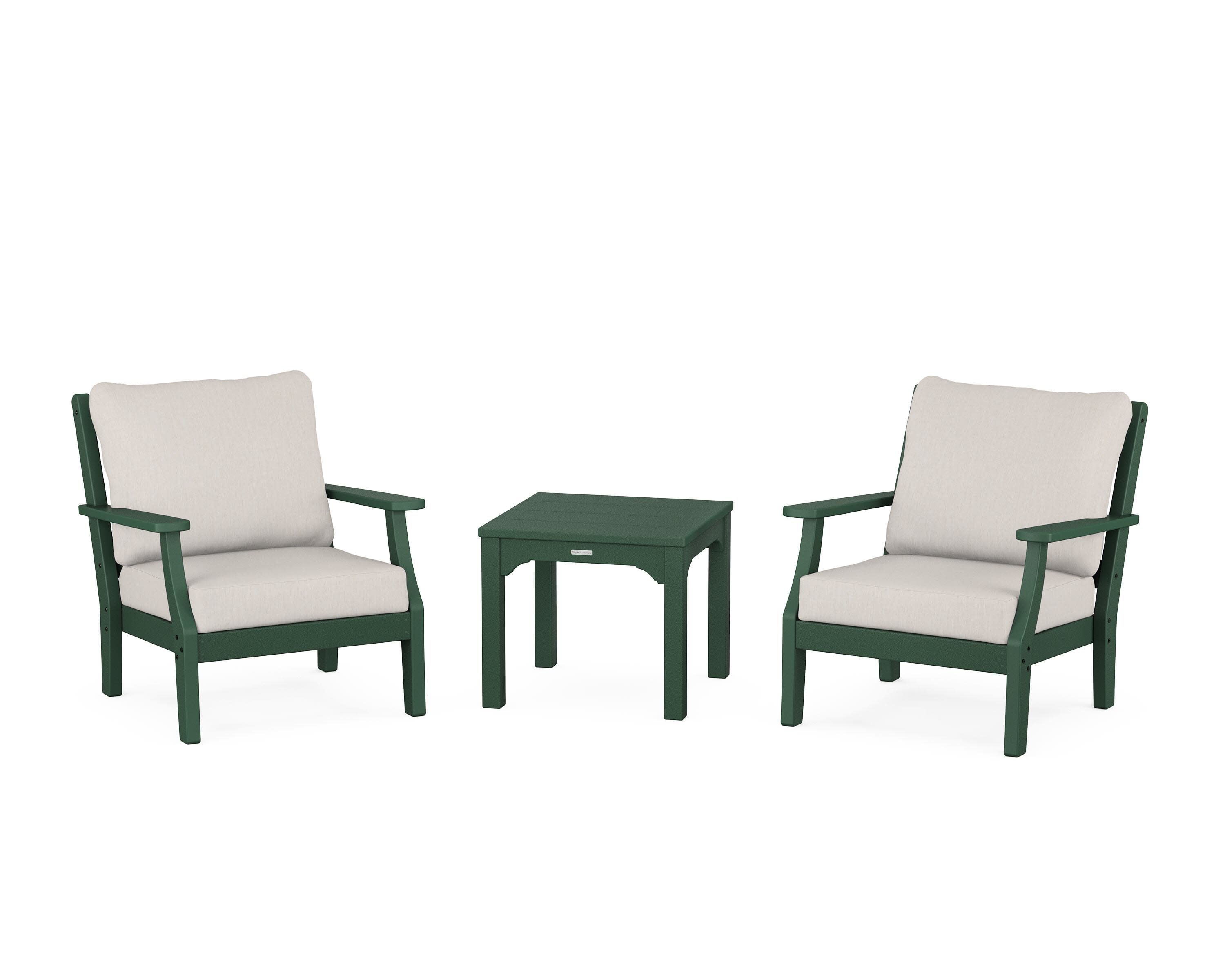 Chinoiserie 3-Piece Deep Seating Set in Green / Cast Ash