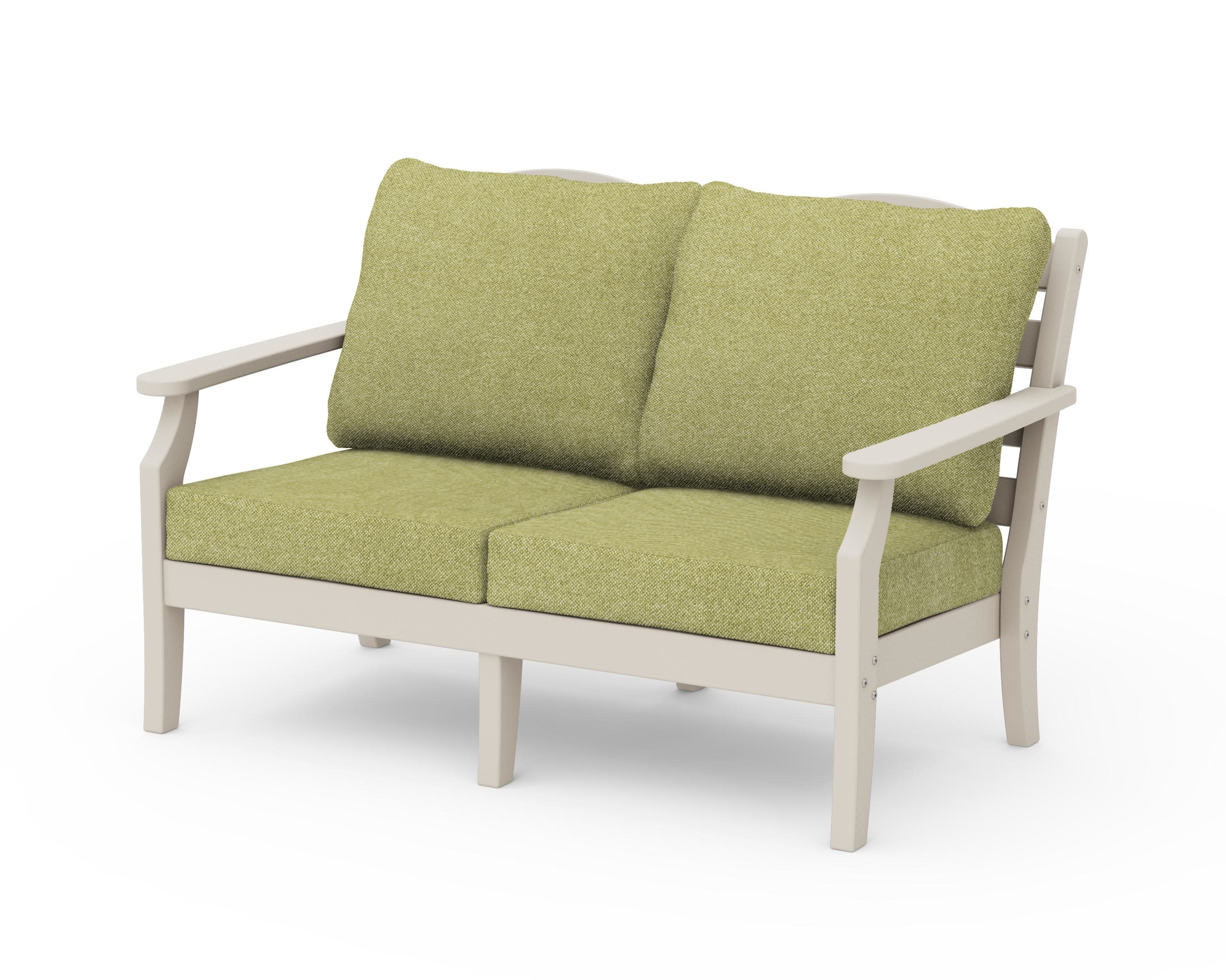 Savannah Deep Seating Loveseat in Sand / Chartreuse Boucle