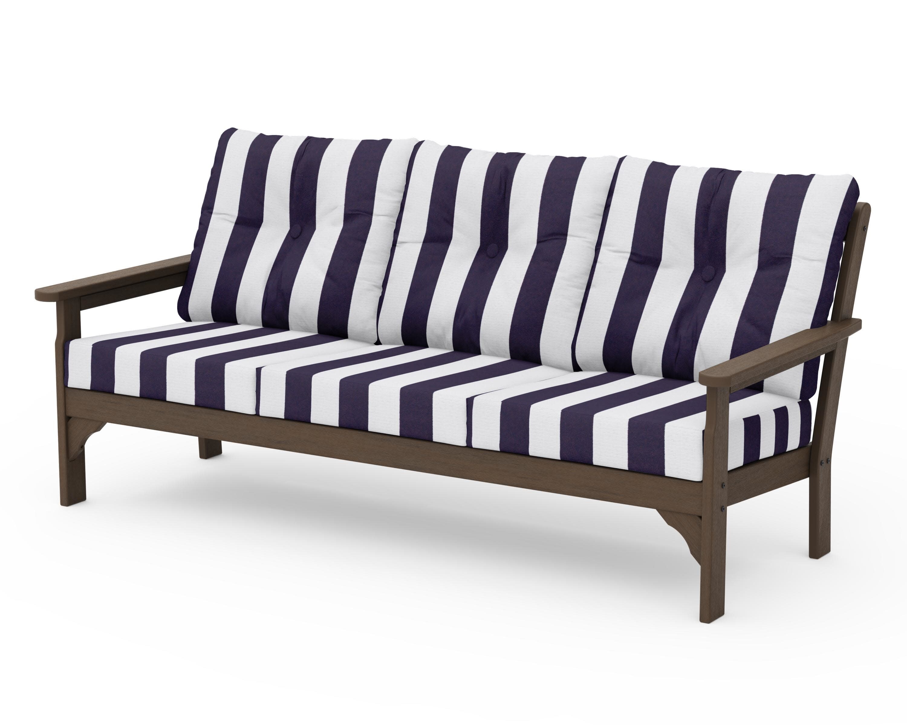 Vineyard Deep Seating Sofa in Kona / Cabana Stripe Navy