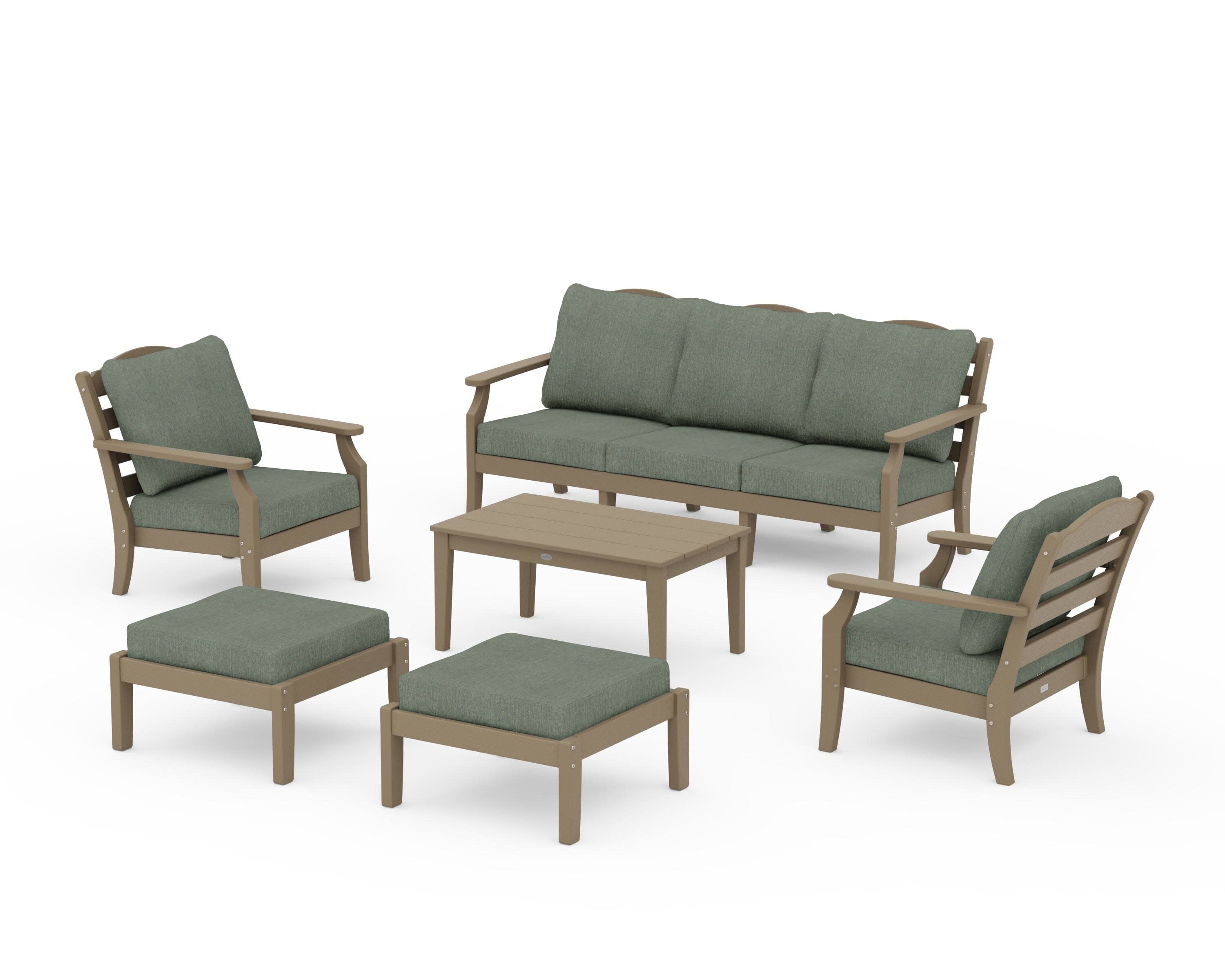 Savannah 6-Piece Lounge Sofa Set in Vintage Sahara / Cast Sage