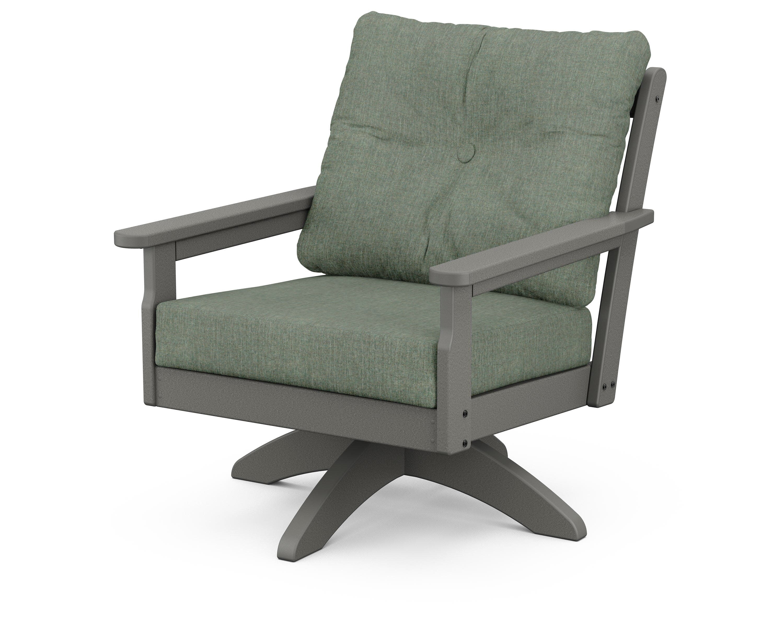 Vineyard Deep Seating Swivel Chair in Slate Grey / Cast Sage