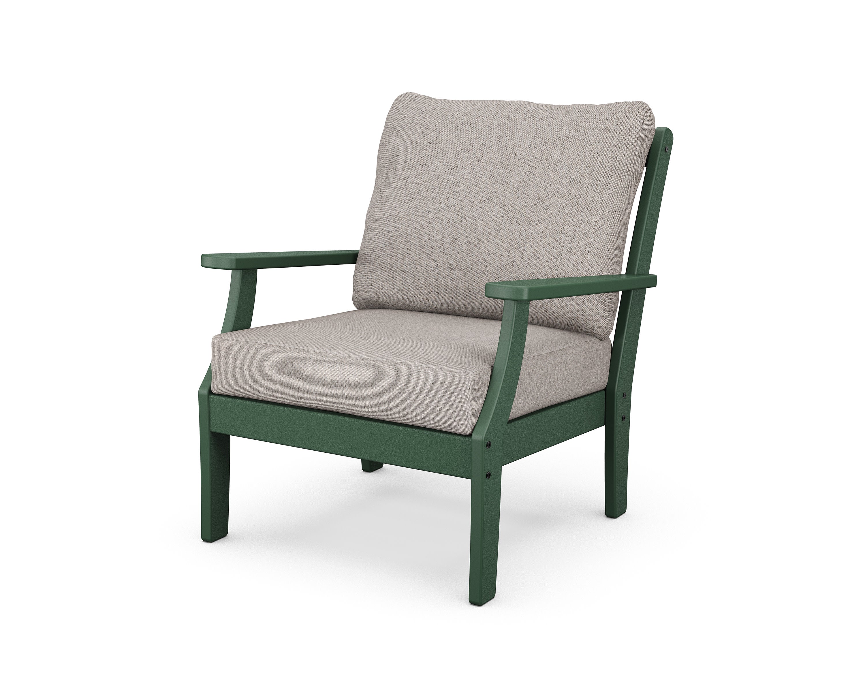 Braxton Deep Seating Chair in Green / Weathered Tweed
