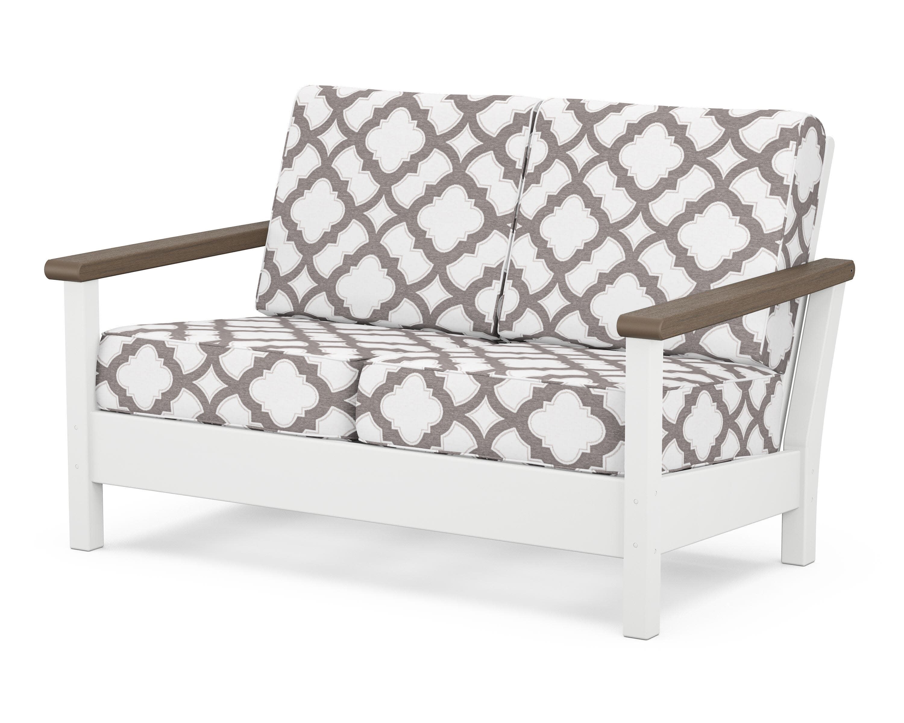 Harbour Deep Seating Loveseat in White / Kona / Trellis Grey Mist