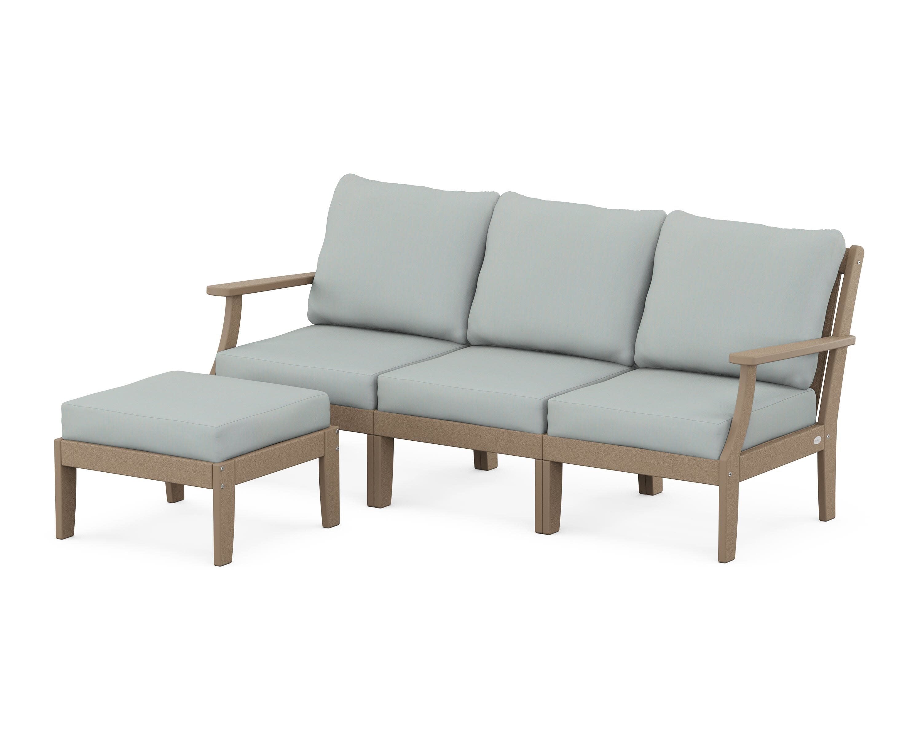 Braxton Modular 4-Piece Deep Seating Set with Ottoman in Vintage Sahara / Spa