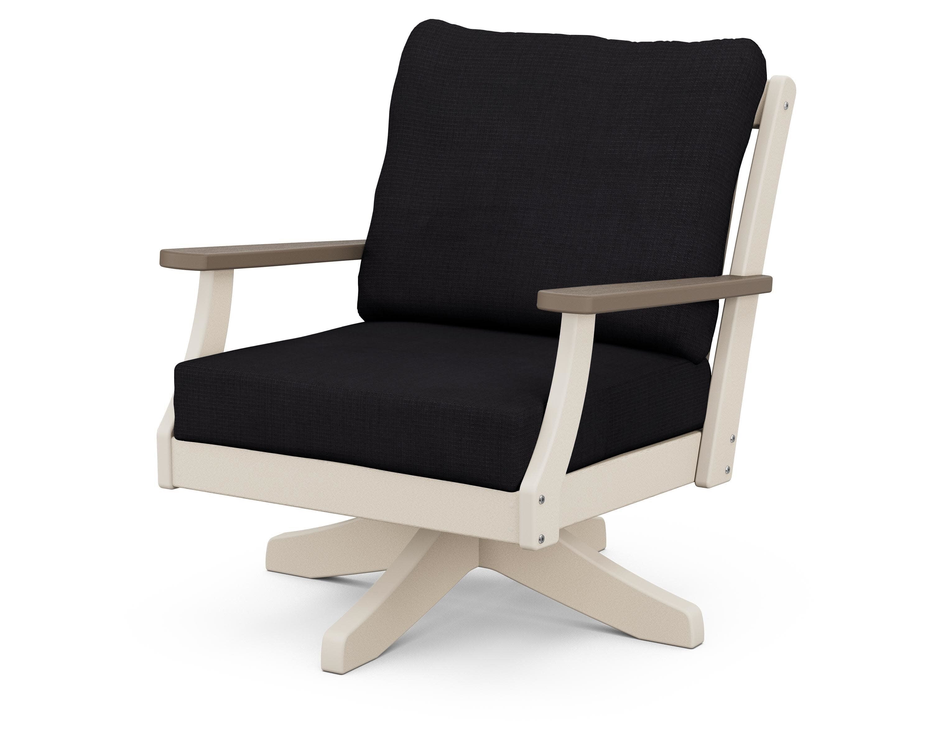 Braxton Deep Seating Swivel Chair in Sand / Kona / Midnight Linen