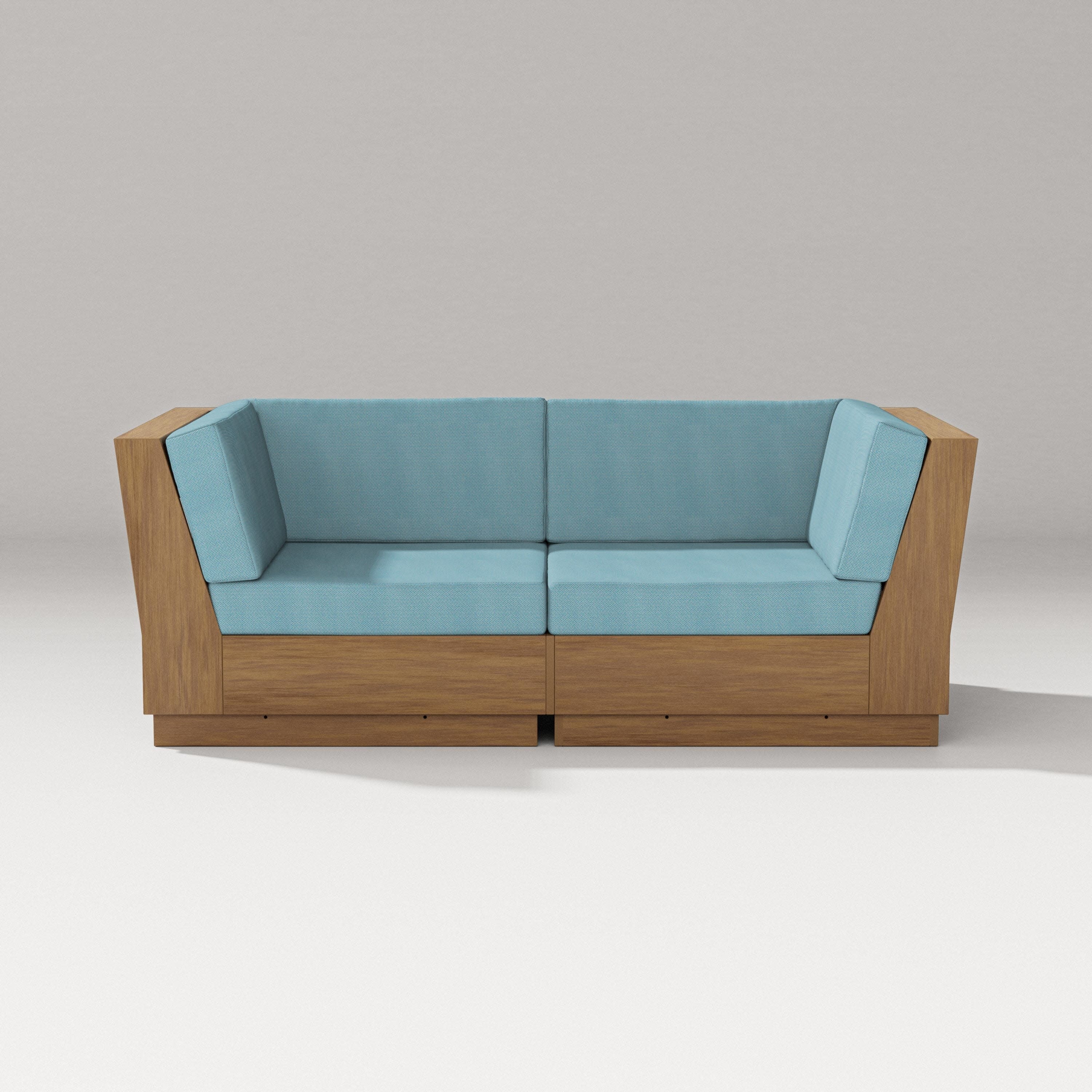 Elevate Loveseat Sectional in Natural / Lattice Sky Blue