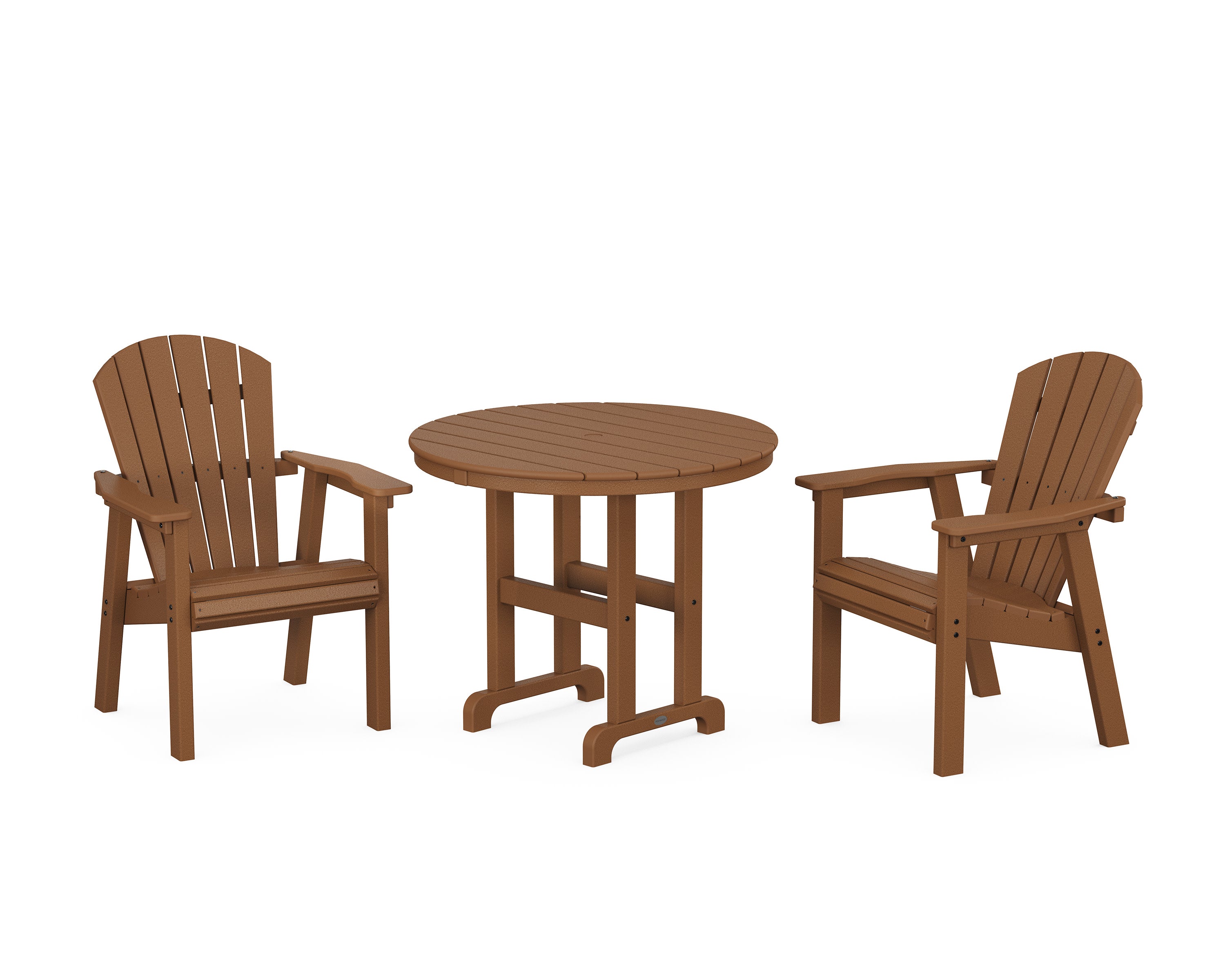 Seashell 3-Piece Round Farmhouse Dining Set in Teak