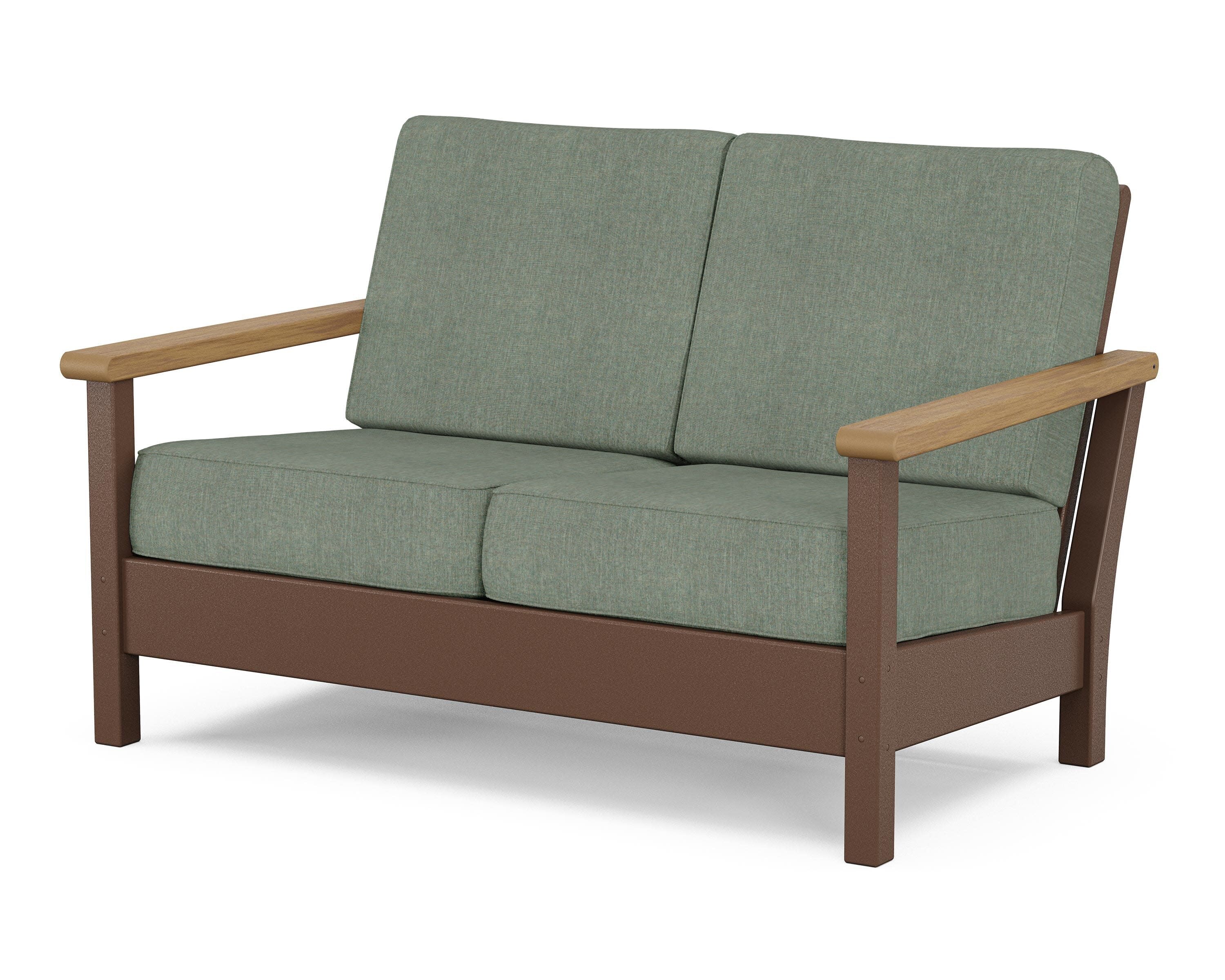 Harbour Deep Seating Loveseat in Mahogany / Natural / Cast Sage