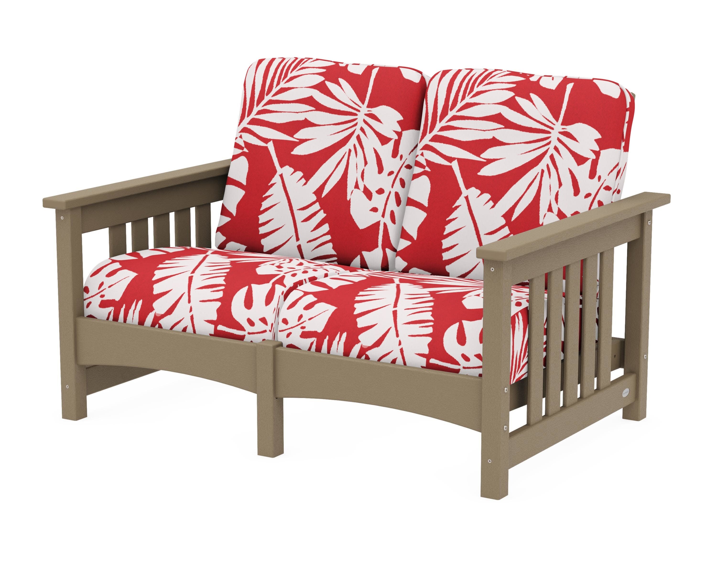 Club Mission Loveseat in Vintage Sahara / Leaf Crimson