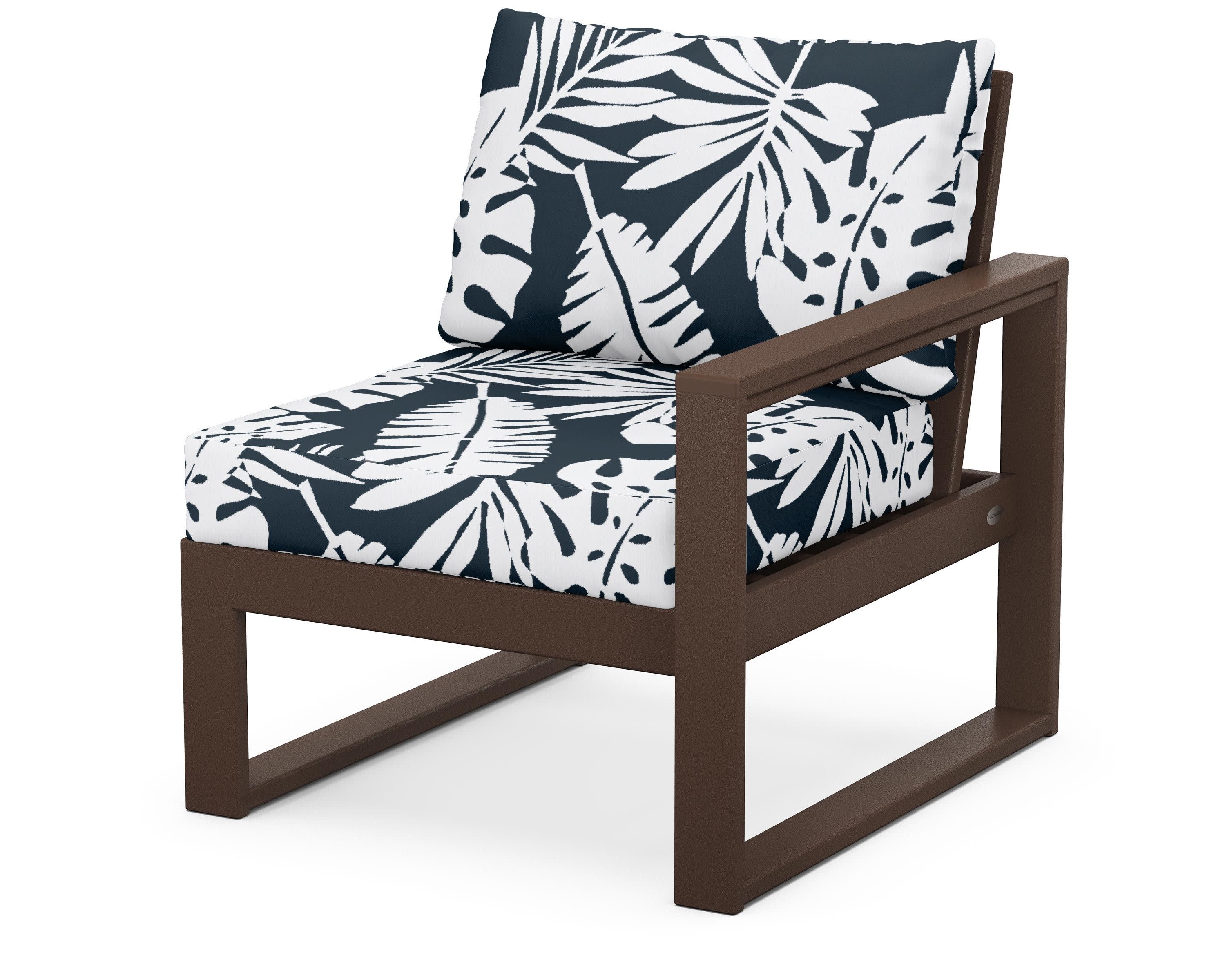 EDGE Modular Right Arm Chair in Mahogany / Leaf Marine Indigo