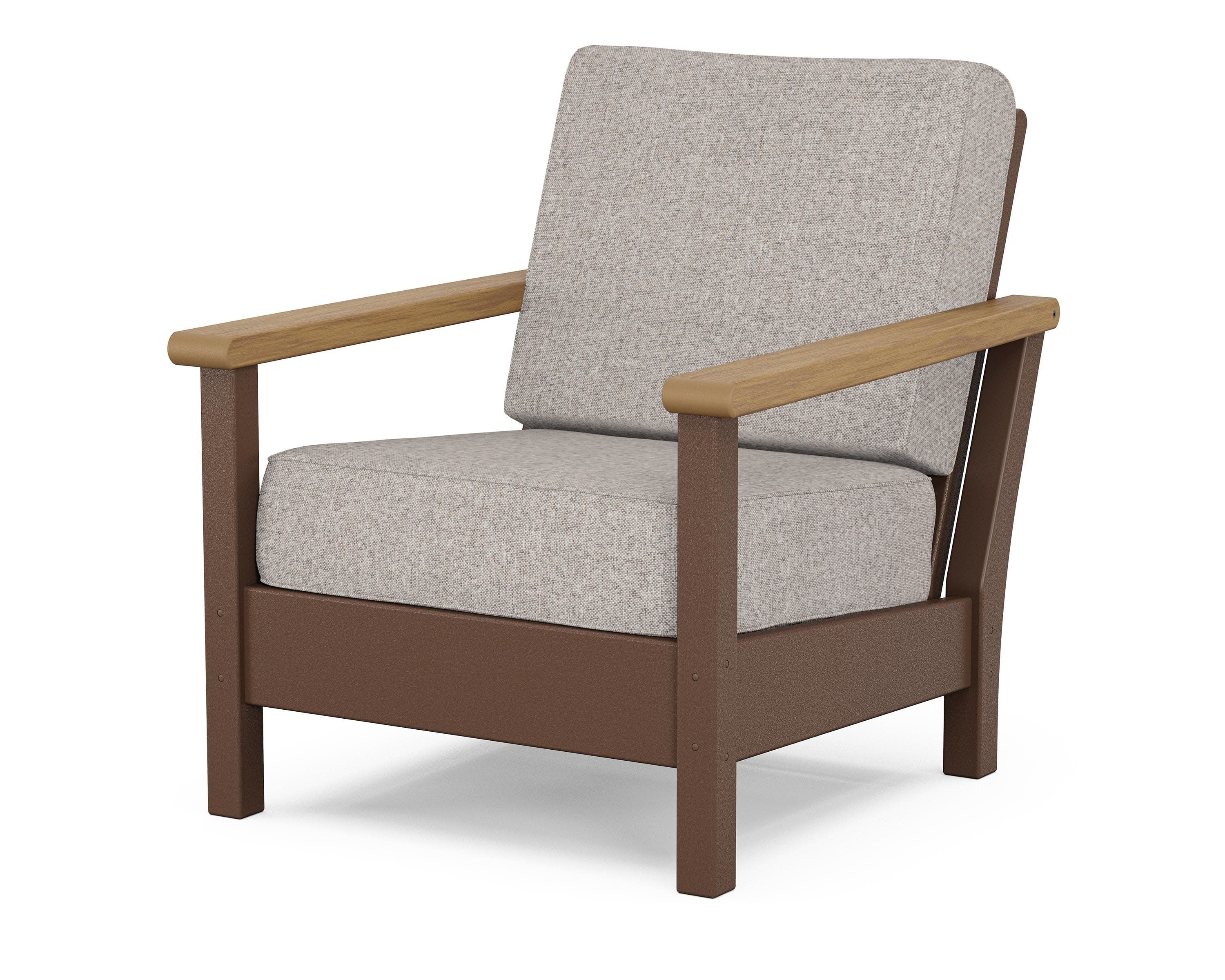 Harbour Deep Seating Chair in Mahogany / Natural / Weathered Tweed