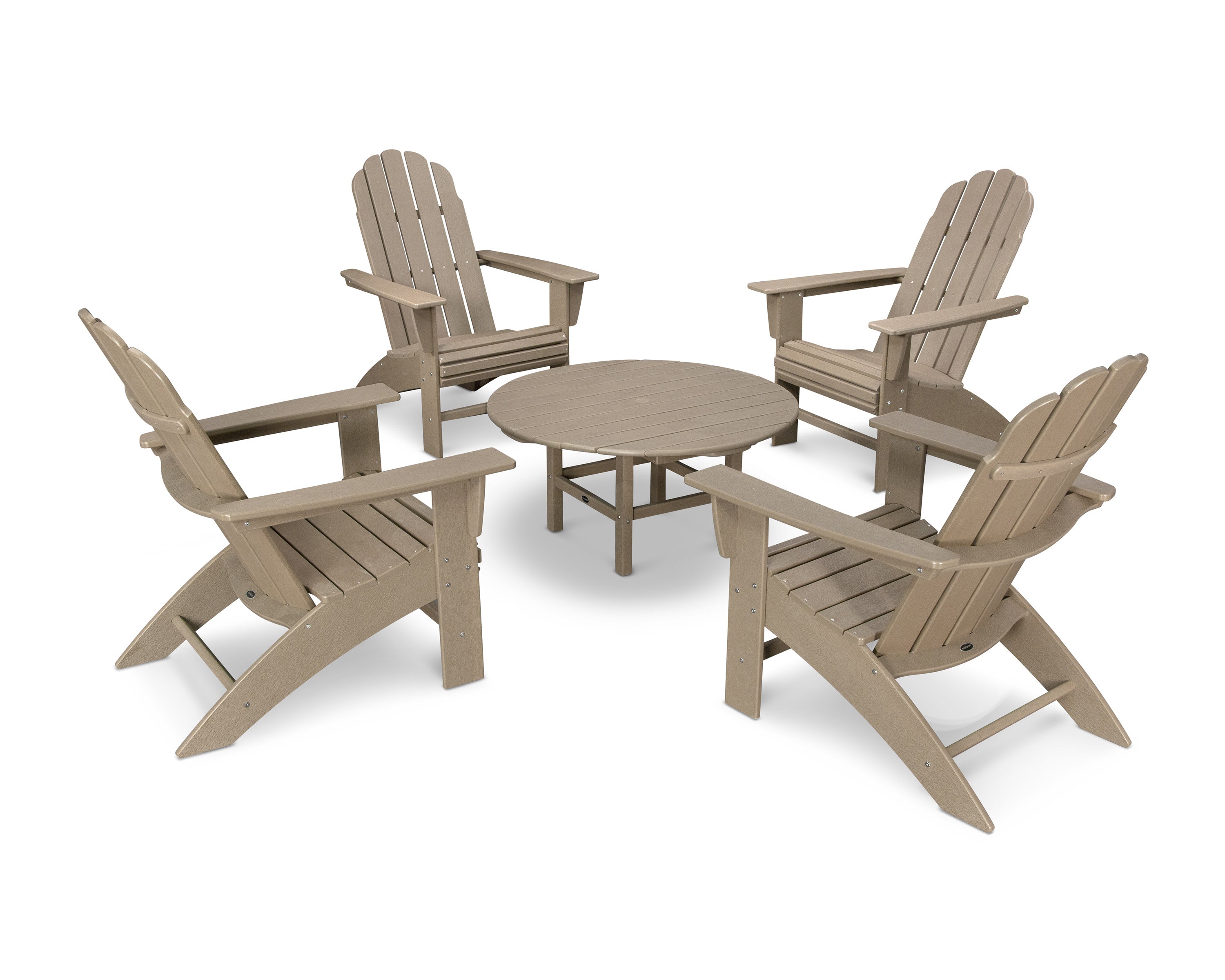 Vineyard 5-Piece Oversized Adirondack Set in Vintage Sahara