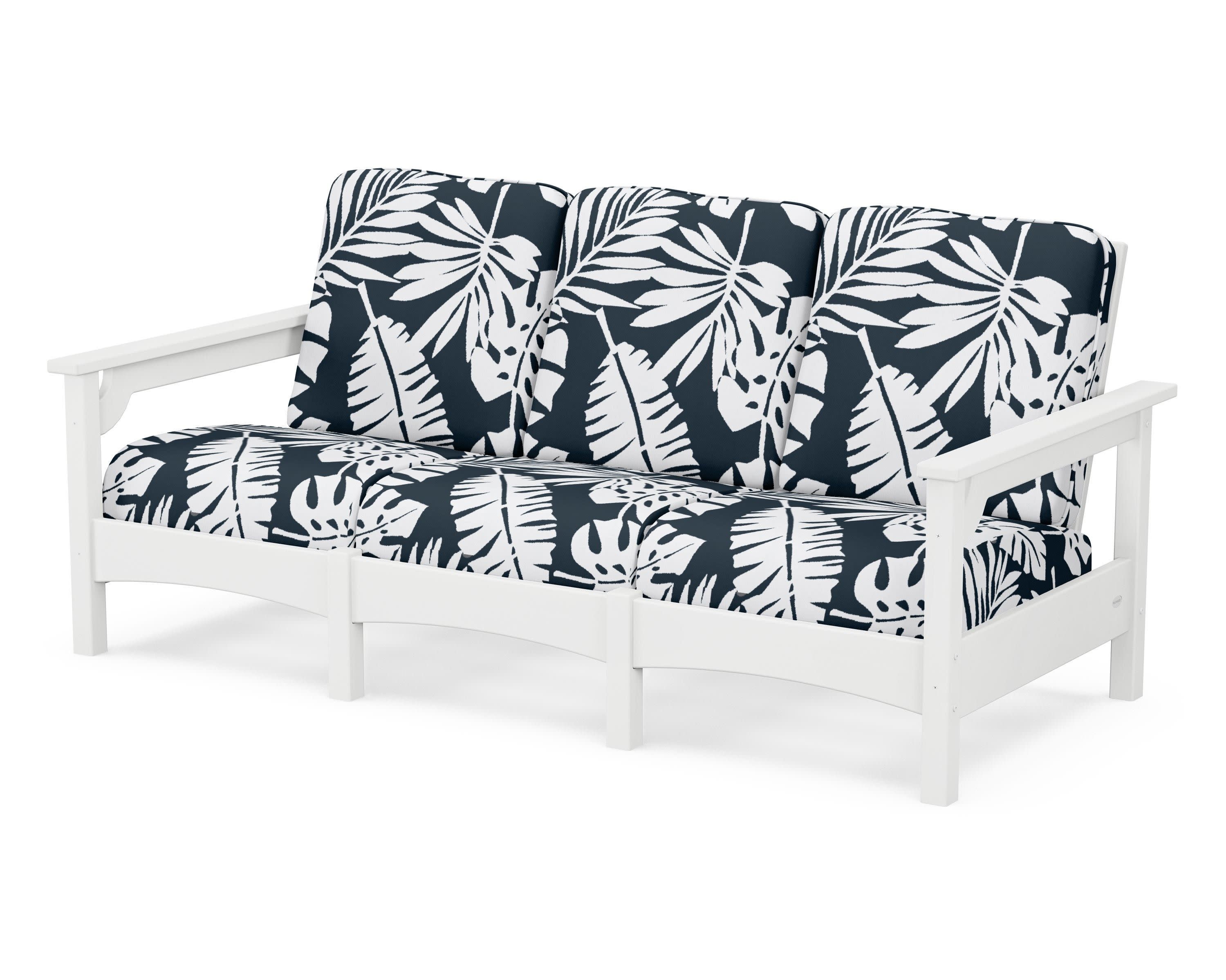 Club Sofa in White / Leaf Marine Indigo