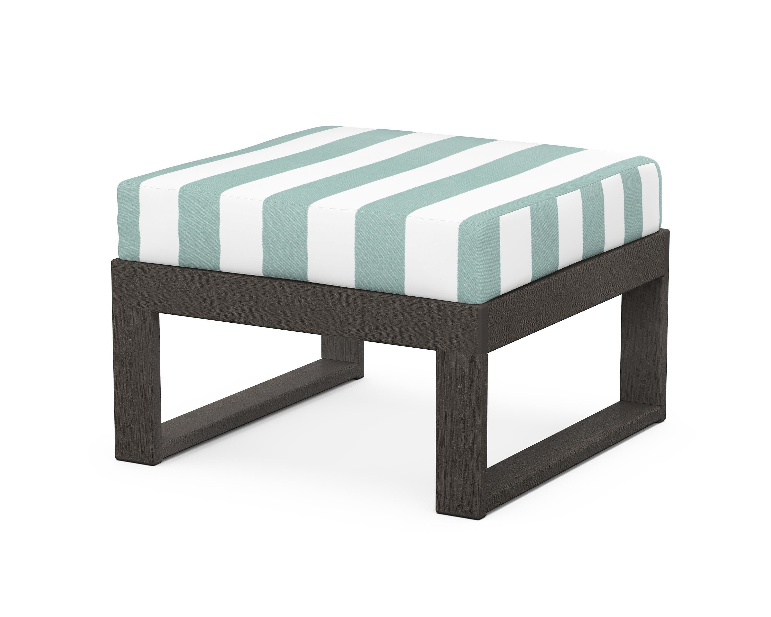 Modular Ottoman - Modern in Vintage Coffee / Cabana Stripe Glacier Spa