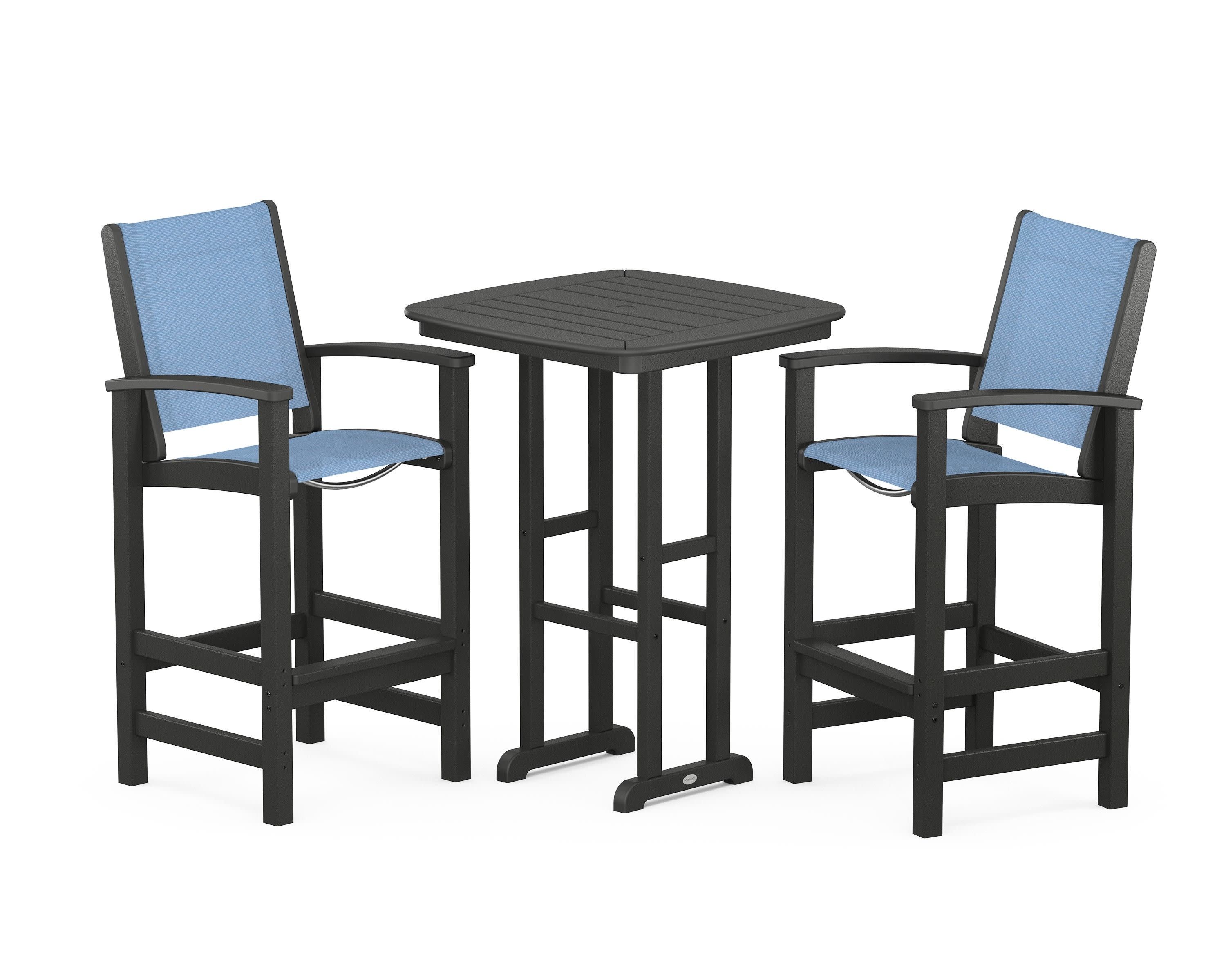 Coastal 3-Piece Bar Set in Black / Poolside Sling