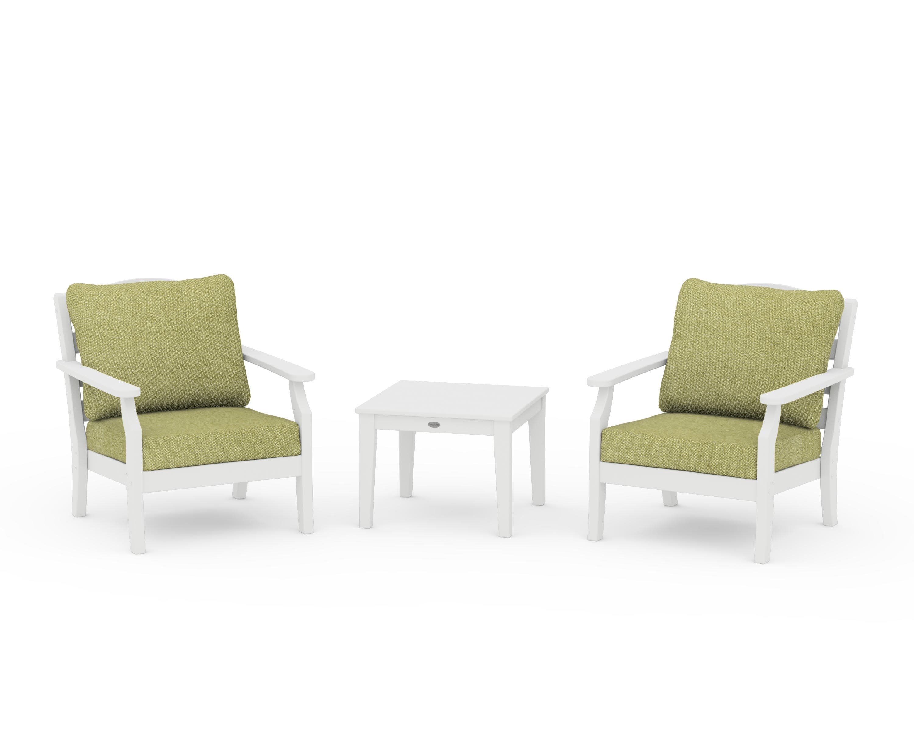 Savannah 3-Piece Deep Seating Set in White / Chartreuse Boucle
