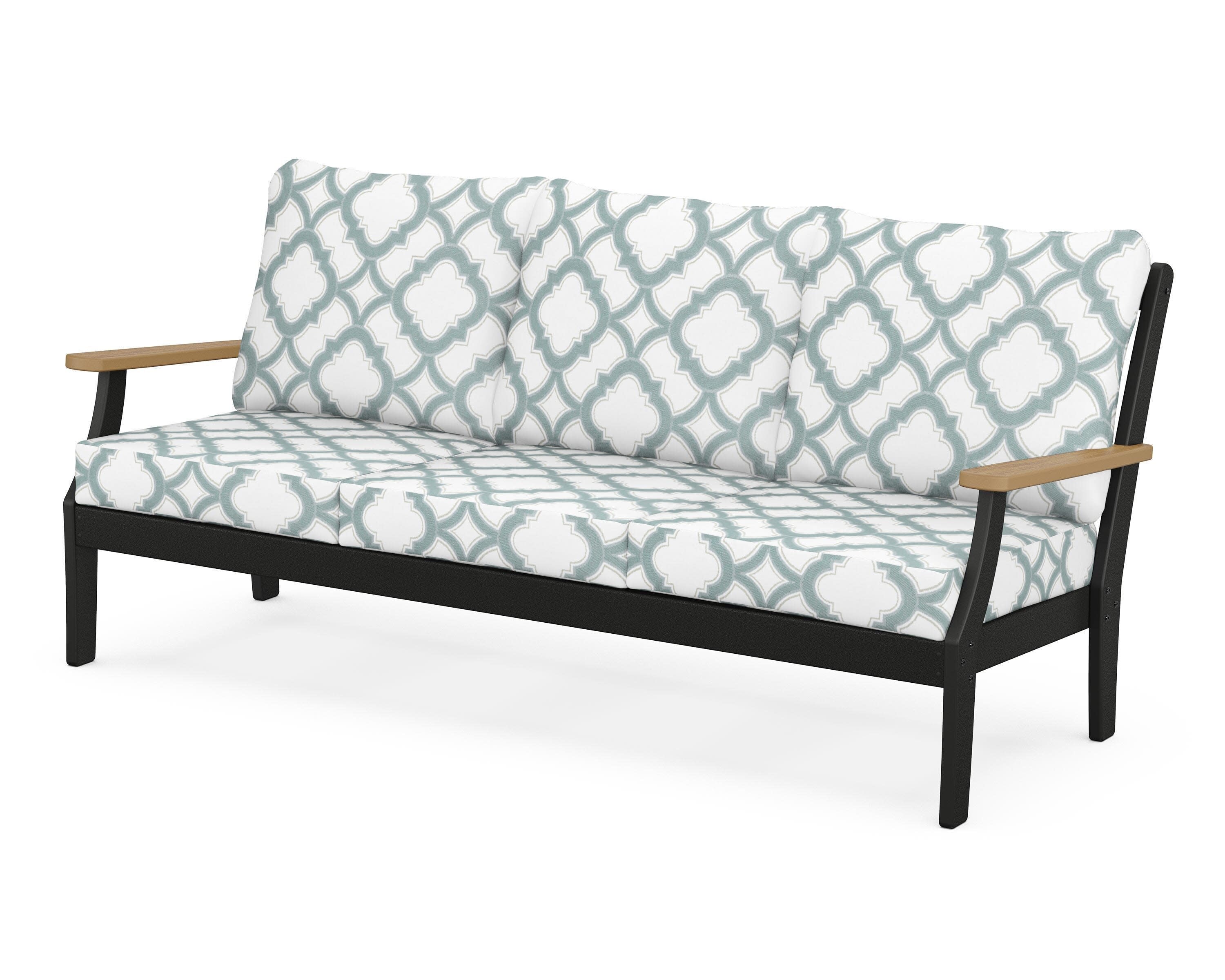 Braxton Deep Seating Sofa in Black / Natural / Trellis Glacier Spa