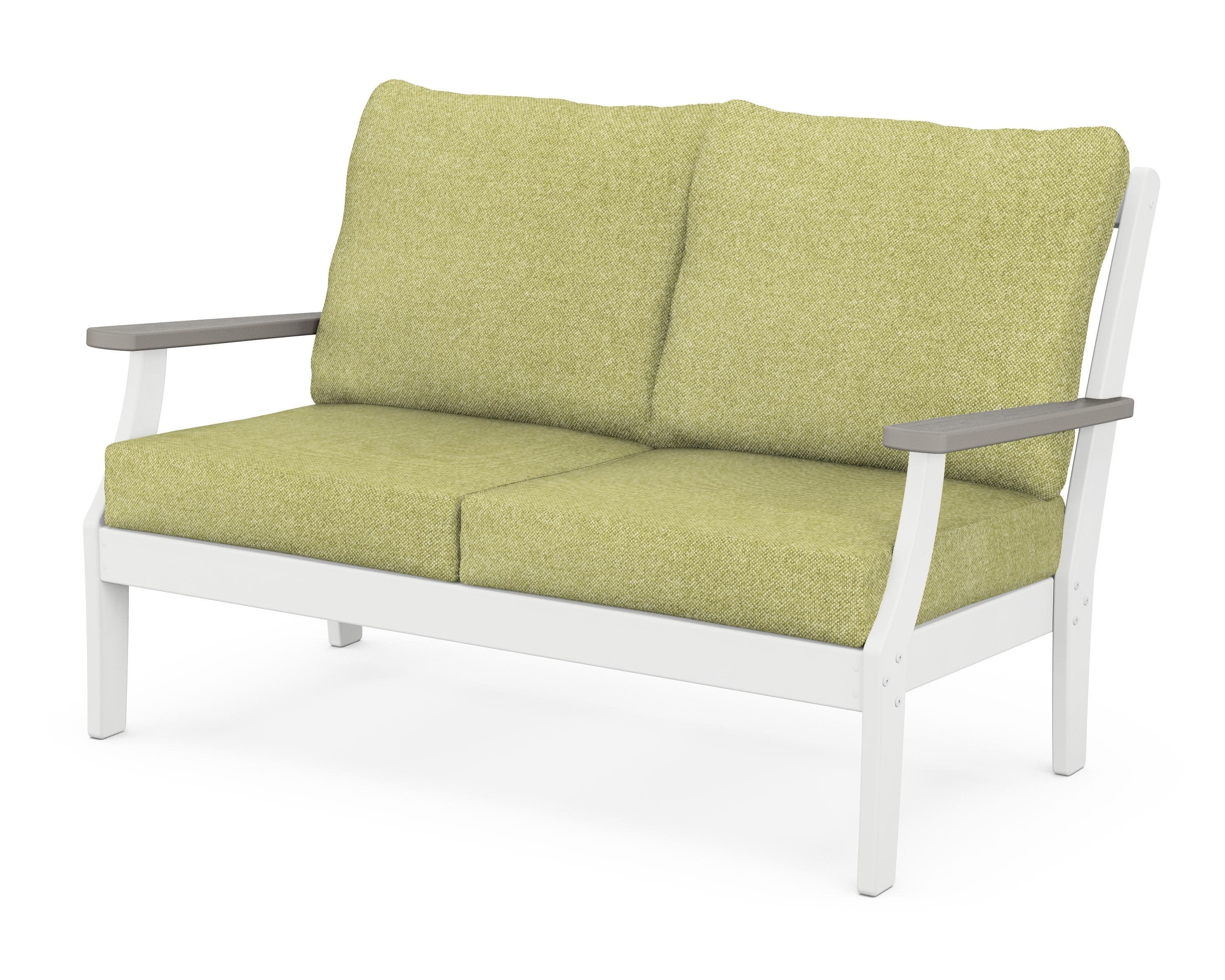 Braxton Deep Seating Loveseat in White / Driftwood / Chartreuse Boucle