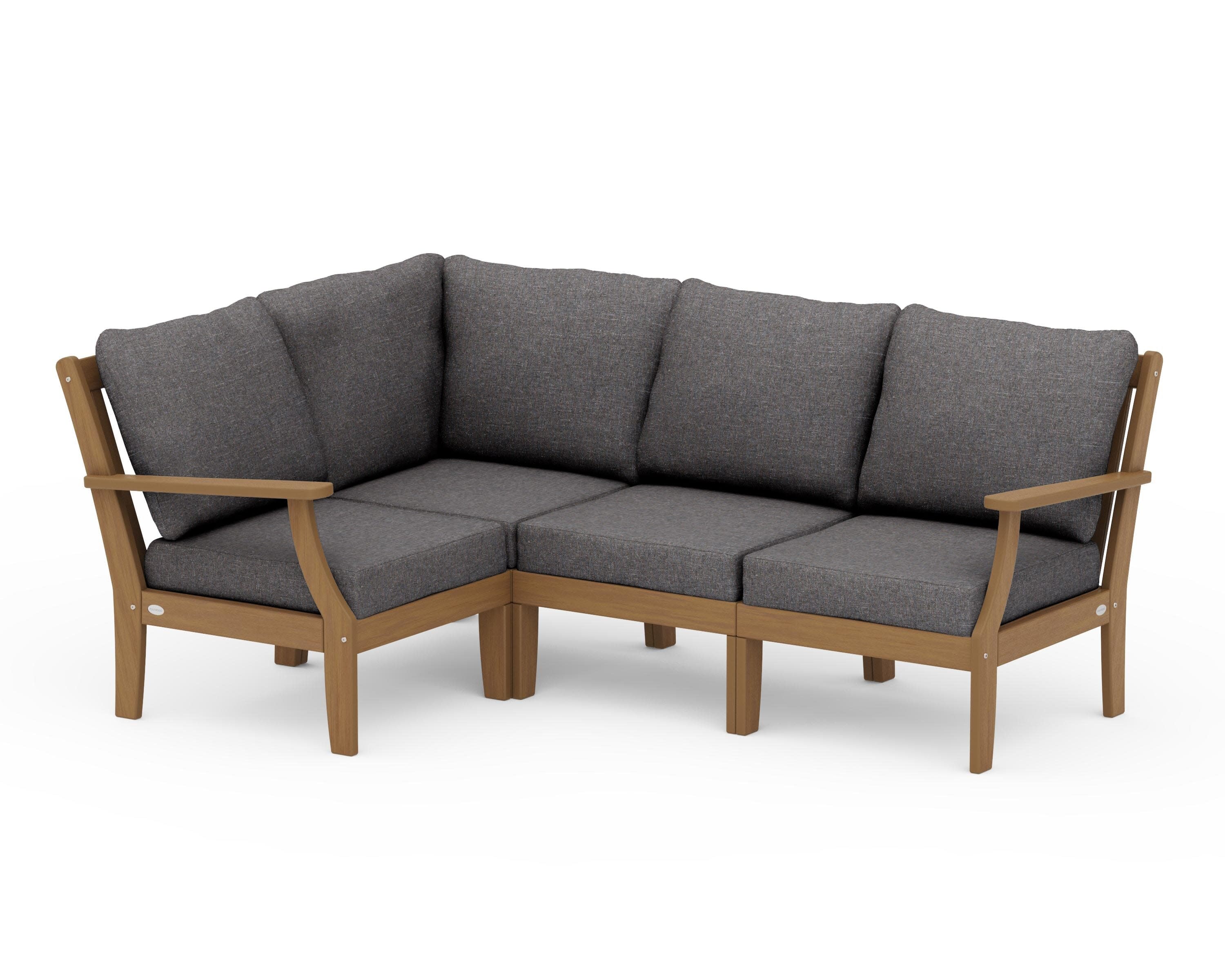 Braxton Modular 4-Piece Deep Seating Set in Natural / Ash Charcoal