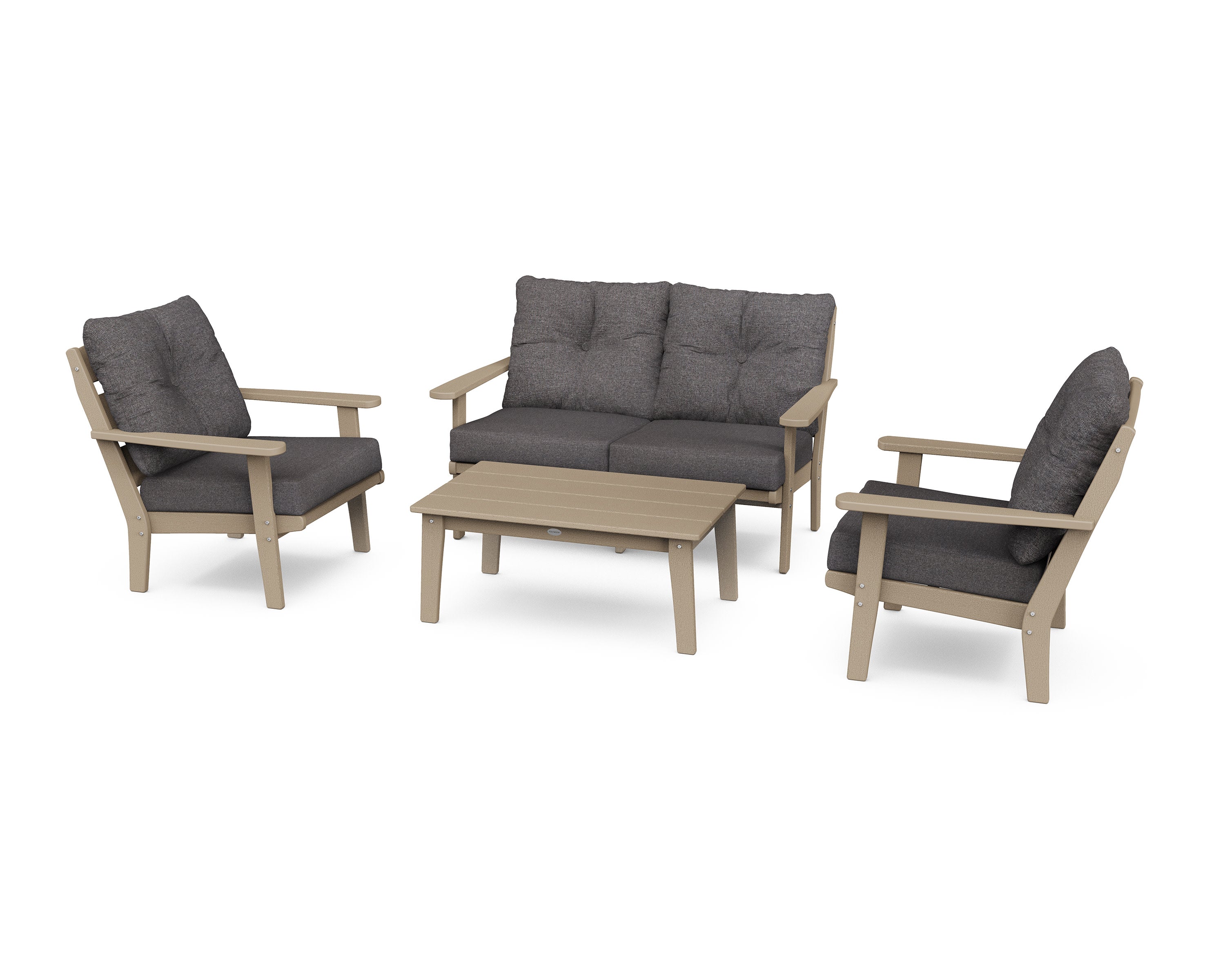 Lakeside 4-Piece Deep Seating Set in Vintage Sahara / Ash Charcoal
