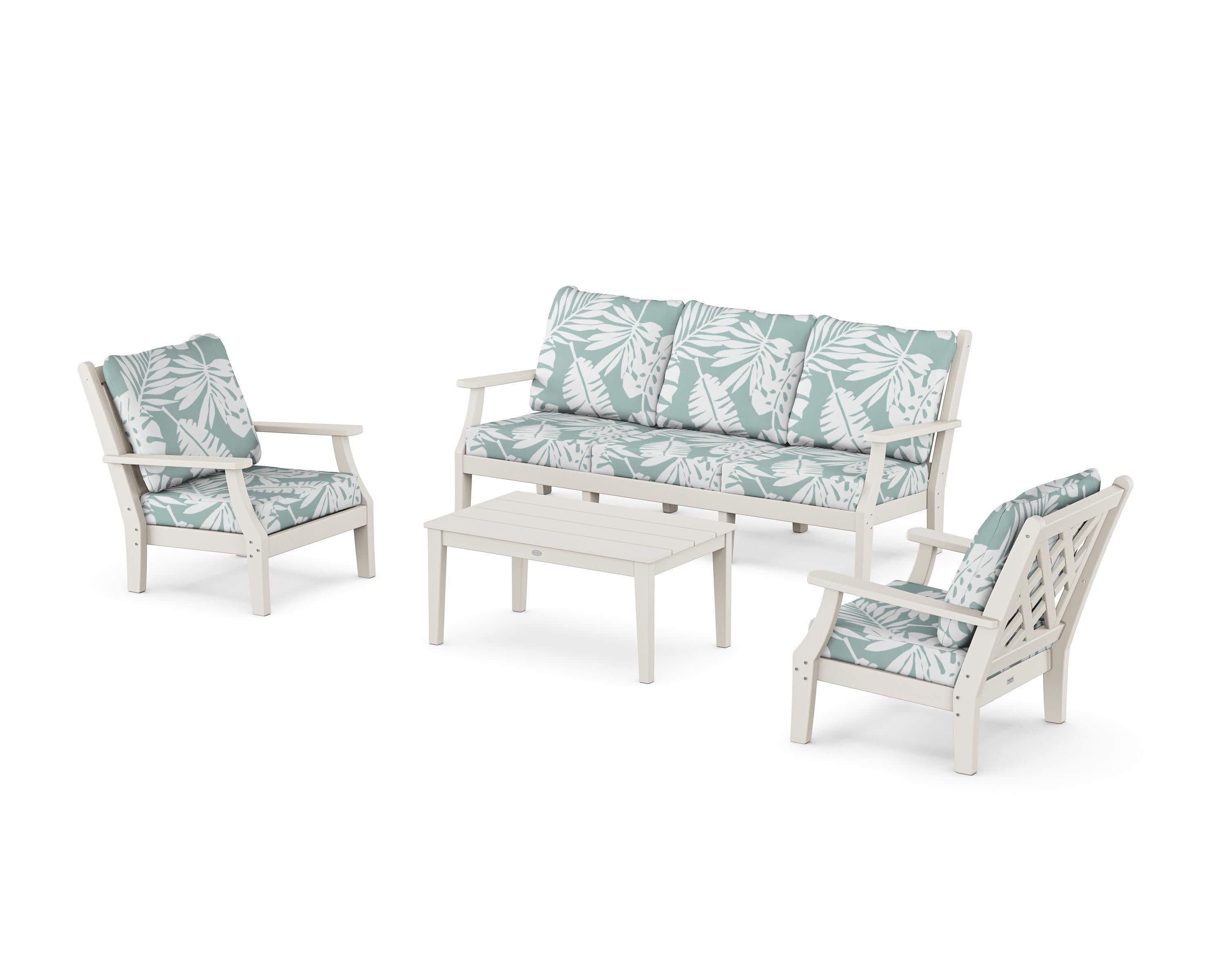 Wovendale 4-Piece Deep Seating Set with Sofa in Sand / Leaf Glacier Spa