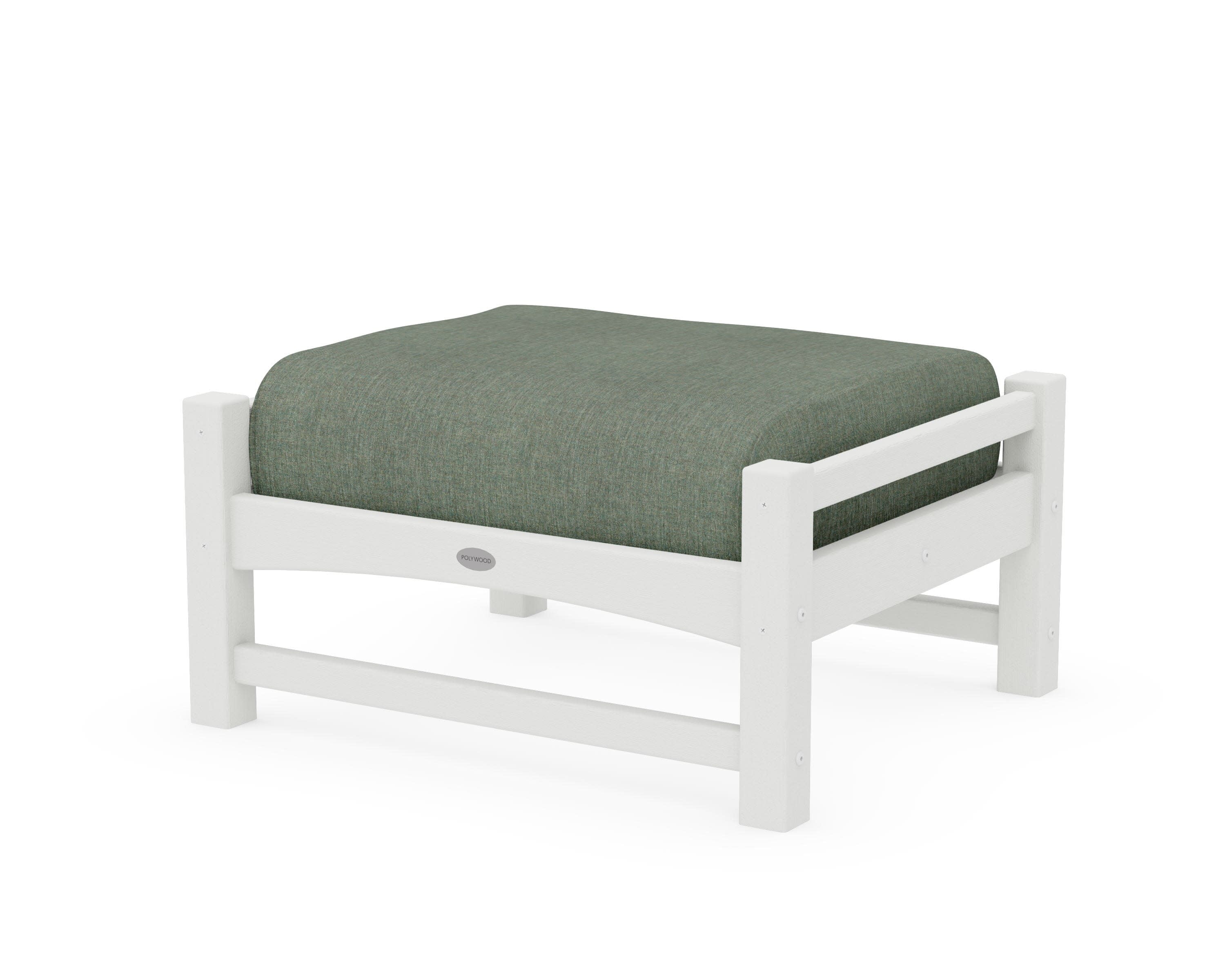 Club Ottoman in Vintage White / Cast Sage