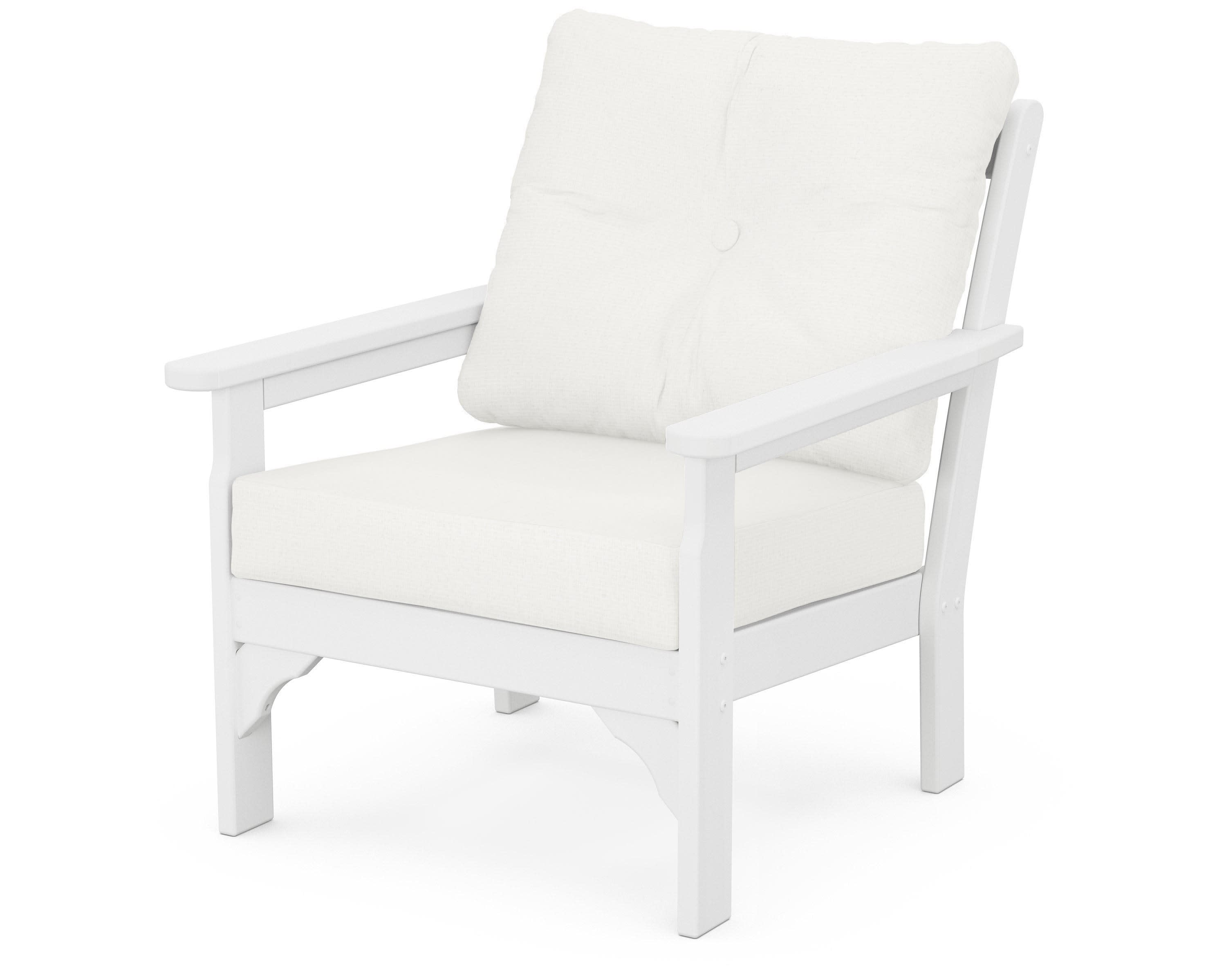 Vineyard Deep Seating Chair in White / Natural Linen